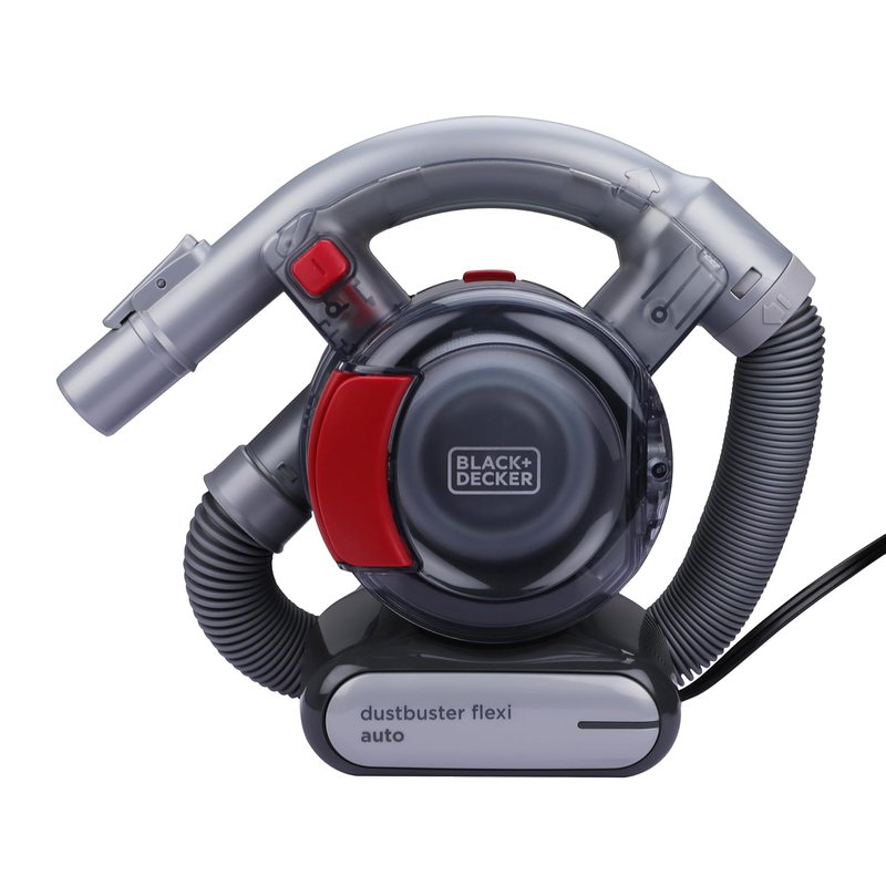 BLACK+DECKER Bagless Car Hand Vacuum Cleaner Dustbuster with Flexi Hose and 12V Car Connection, Includes Crevice Nozzle and Upholstery Brush, PD1200AV-XJ