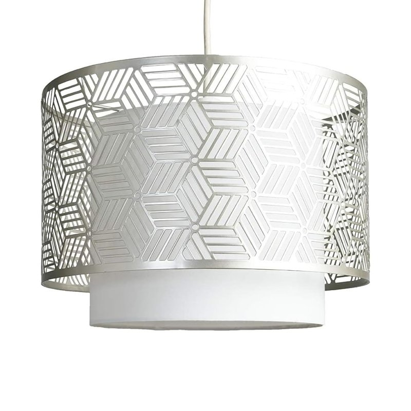MiniSun | White and Grey Geometric Design Ceiling Light Shade | Pendant Lights, Home Décor & Improvement Essential | 32cm Shade Width