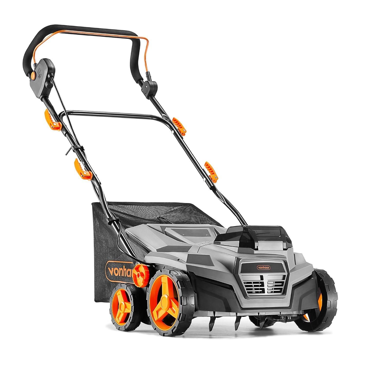 VonHaus Lawn Scarifier/Aerator/Rake Cordless – for Dethatching/Raking Grass of Thatch, Moss, Dead Leaves & Aerates Soil – 40V Battery (2x 20V), Dual Charger, 45L Collection Box, 38cm Working Width