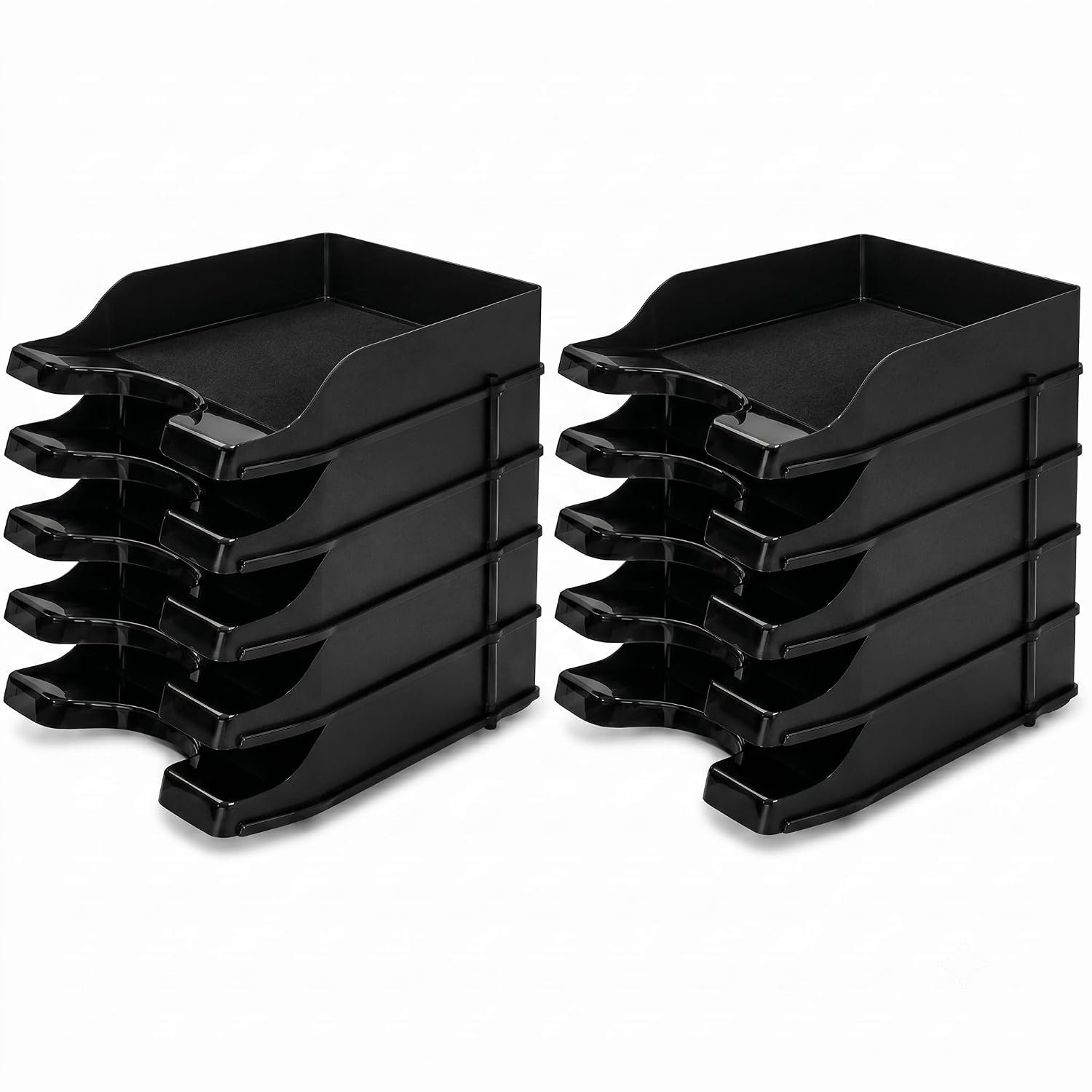 Deflecto Pack of 10 Gemstone collection Contemporary Self Stacking Letter Tray - Onyx