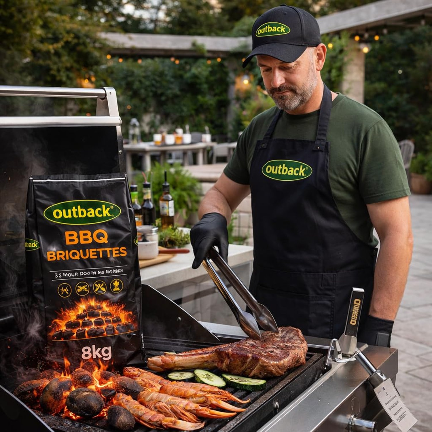 OUTBACK Briquettes 16kg Premium BBQ Charcoal Briquettes, Hotter Longer Burning Constant High Temperature Barbecue Charcoal Coal Perfect for Outdoor Grills (2x 8kg Bag)