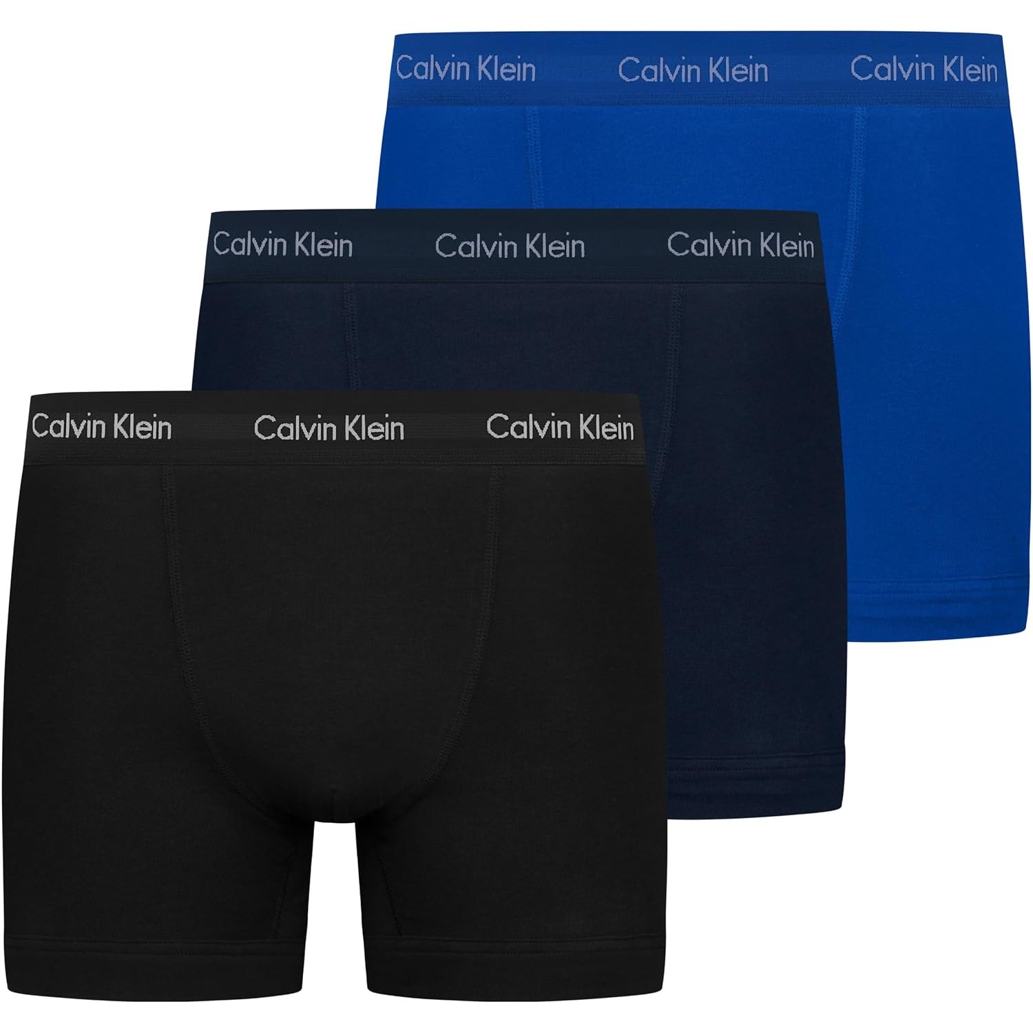 Calvin Klein Men’s 3 Pack Trunks, Multicolour (C-Black/Blu/Blu), S