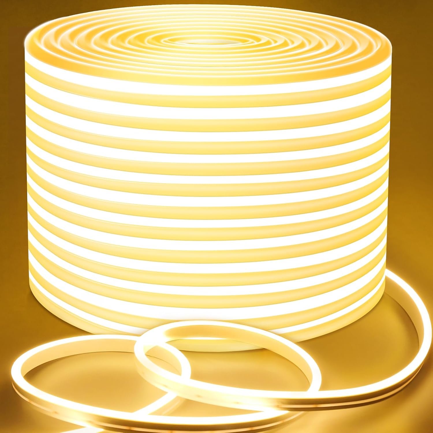Lamomo Outdoor LED Strip Light 20m,Dimmable Warm White LED Neon Rope Strips,3000K 24V Waterproof Silicone Flexible Strip Lights for Kitchen Bedroom Garden Outdoor Indoor DIY Decoration