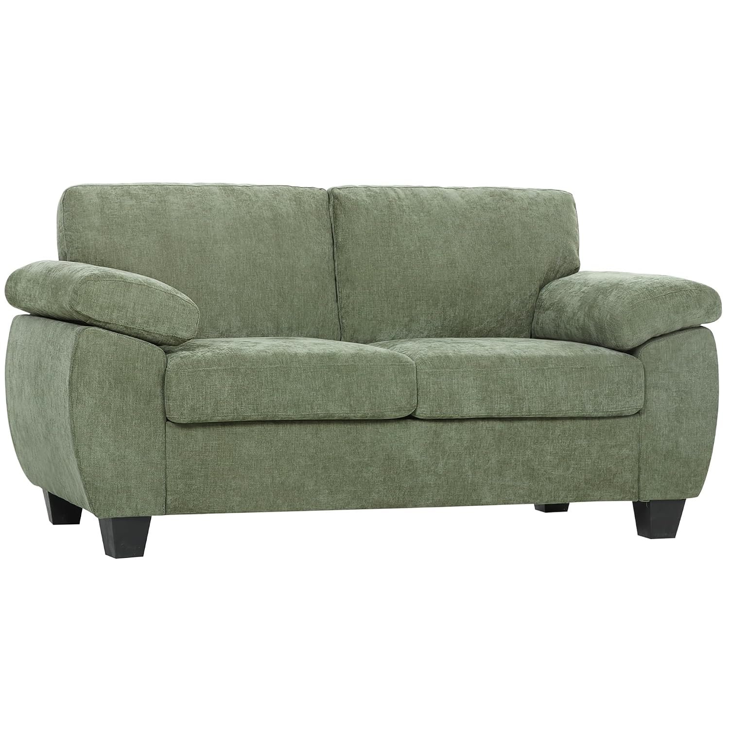 HOMCOM 2 Seater Sofa, 156cm Chenille Loveseat Sofa with Thick Spring Cushions, Wide Padded Armrests, Couch Settee for Small Space, Living Room, Bedroom, Home Office, 300KG Capacity, Dark Green