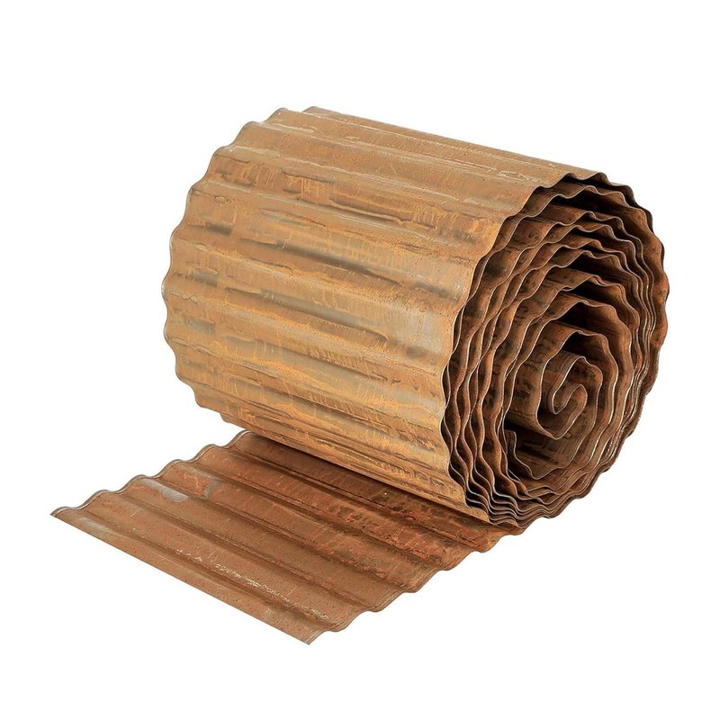 Nicoman Metal Garden Edging Border - Heavy Duty Galvanised Steel Lawn Edging, Flexible DIY Landscape Border for Trees, Flower Beds, and Plants (Rust, 6"x10FT)
