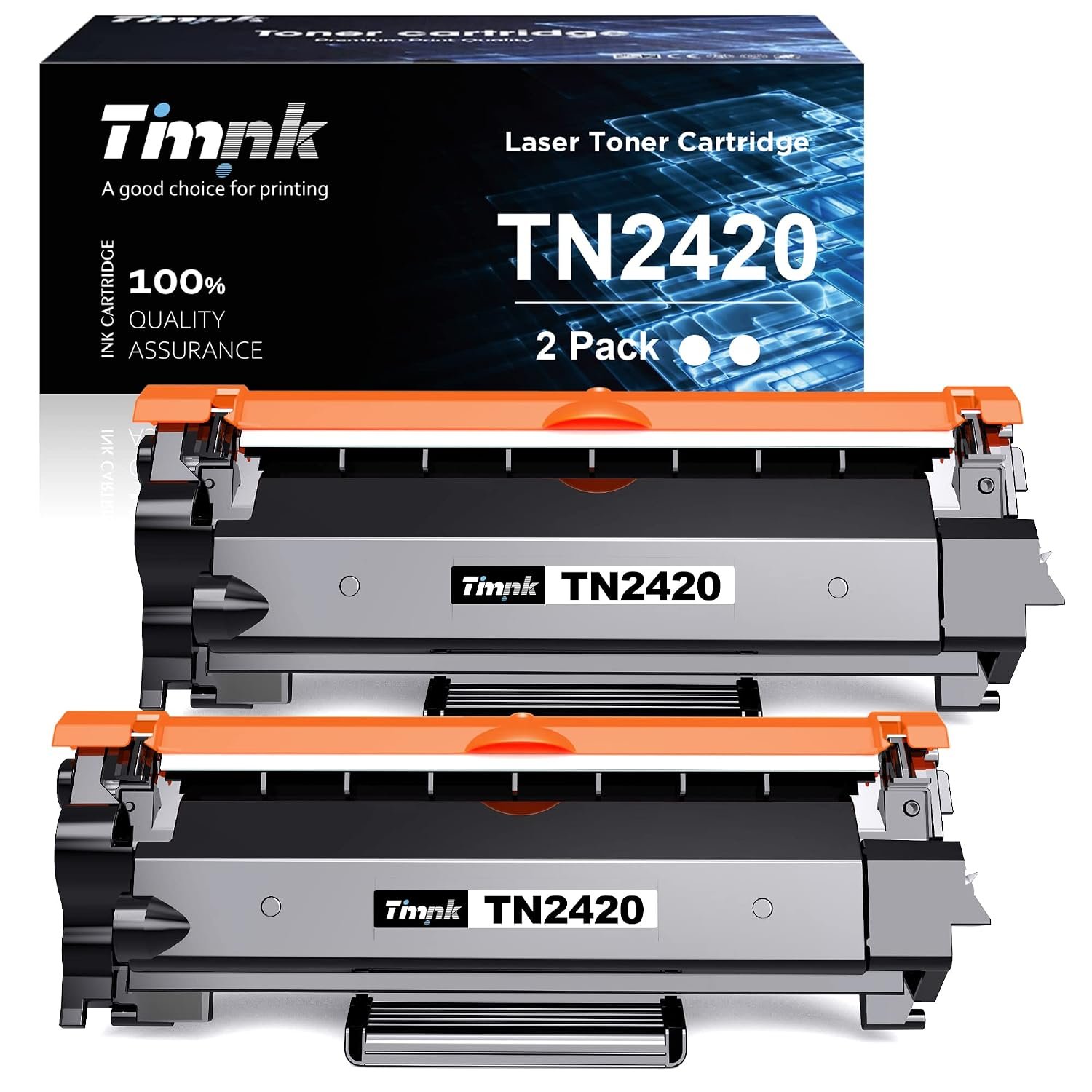 Timink TN-2420 TN2420 toner cartridge Replacement for Brother 2420 TN2420 TN2410 Compatible with L2530DW L2710DW L2510D HL-L2375DW L2350DW L2710DN L2730DW L2310D L2750DW L2550DN L2370DN (2 Black)