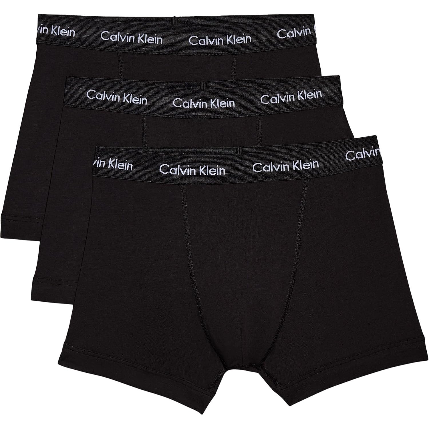 Calvin Klein Men’s 3 Pack Trunks, Black (Black W. Black Wb), XL