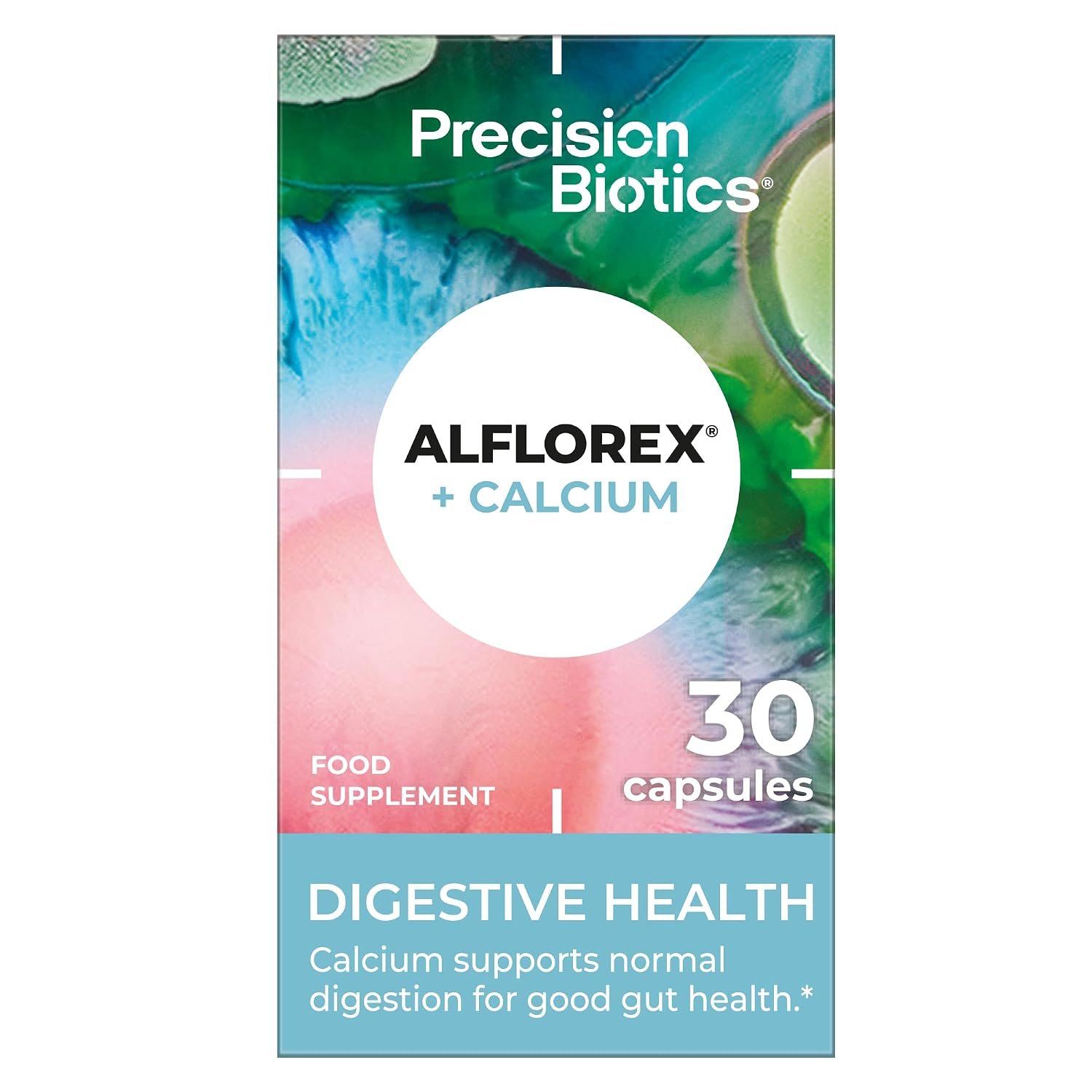 Alflorex Probiotic for Intestinal Health & Intestinal Flora - Bifidobacterium Longum 35624 (Clinically Tested) + Calcium - 30 Vegan Capsules - 1x Daily - No Cooling Required