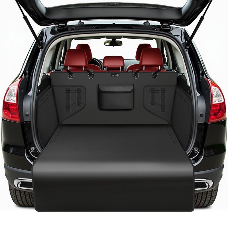 KYG Car Boot Liner for Dogs Universal Waterproof & Resistant Car Boot Liner for Dogs with Side Protection Dog Car Boot Cover Easy to Clean for Cars, SUVs & Trucks, 185 * 105 * 38cm - Black
