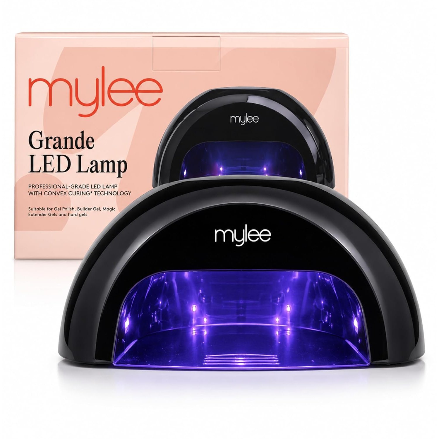 Mylee Grande LED Gel Nail Polish Drying Lamp, 5-Finger Convex Curing Technology with Removable Base, Low Heat Mode and Digital Countdown Screen