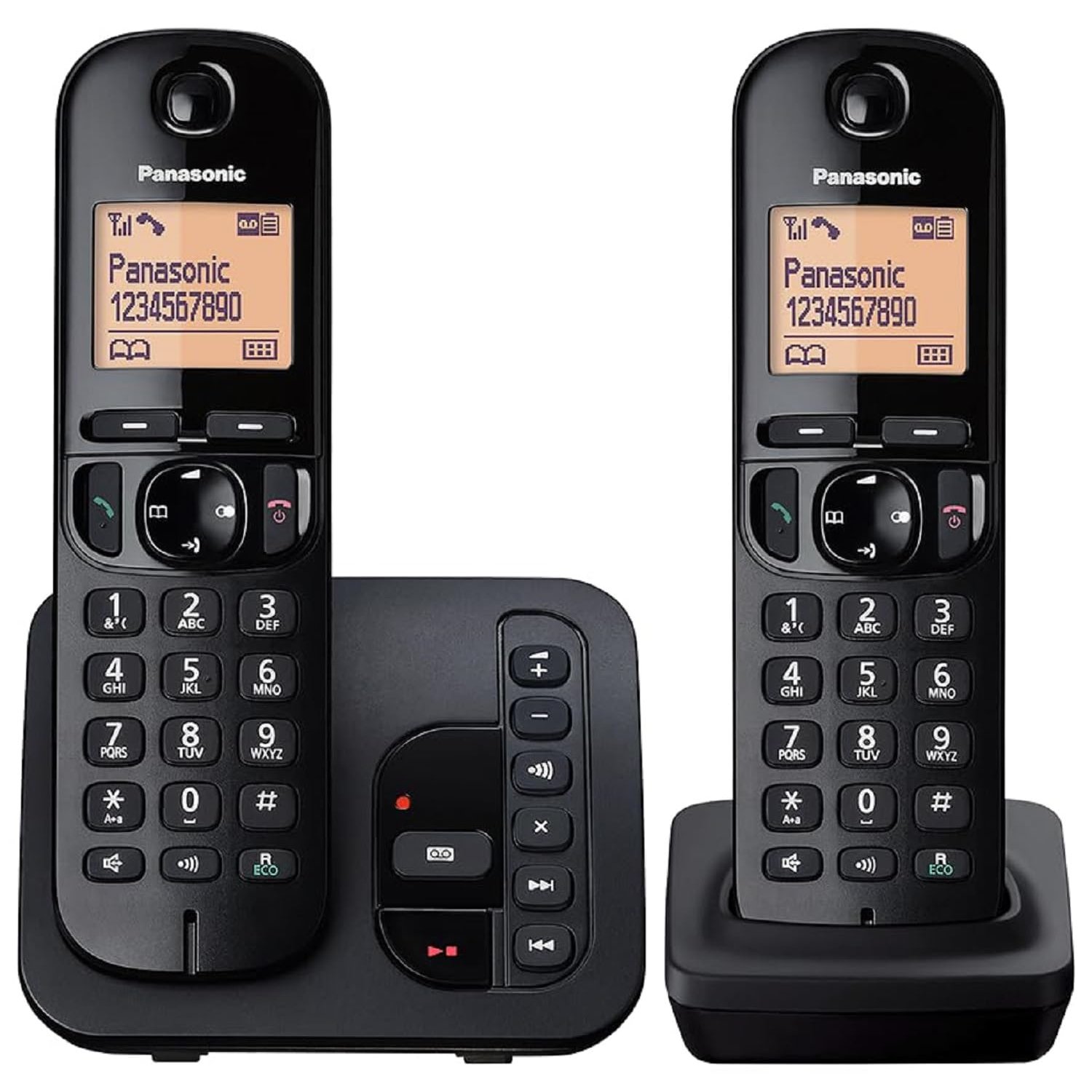 Panasonic KX-TGC222EB DECT Cordless Phone with Answering Machine, 1.6 inch Easy-to-Read Backlit Display, Nuisance Call Blocker, Hands-Free Speakerphone, ECO Mode, Twin Handset Pack, Black