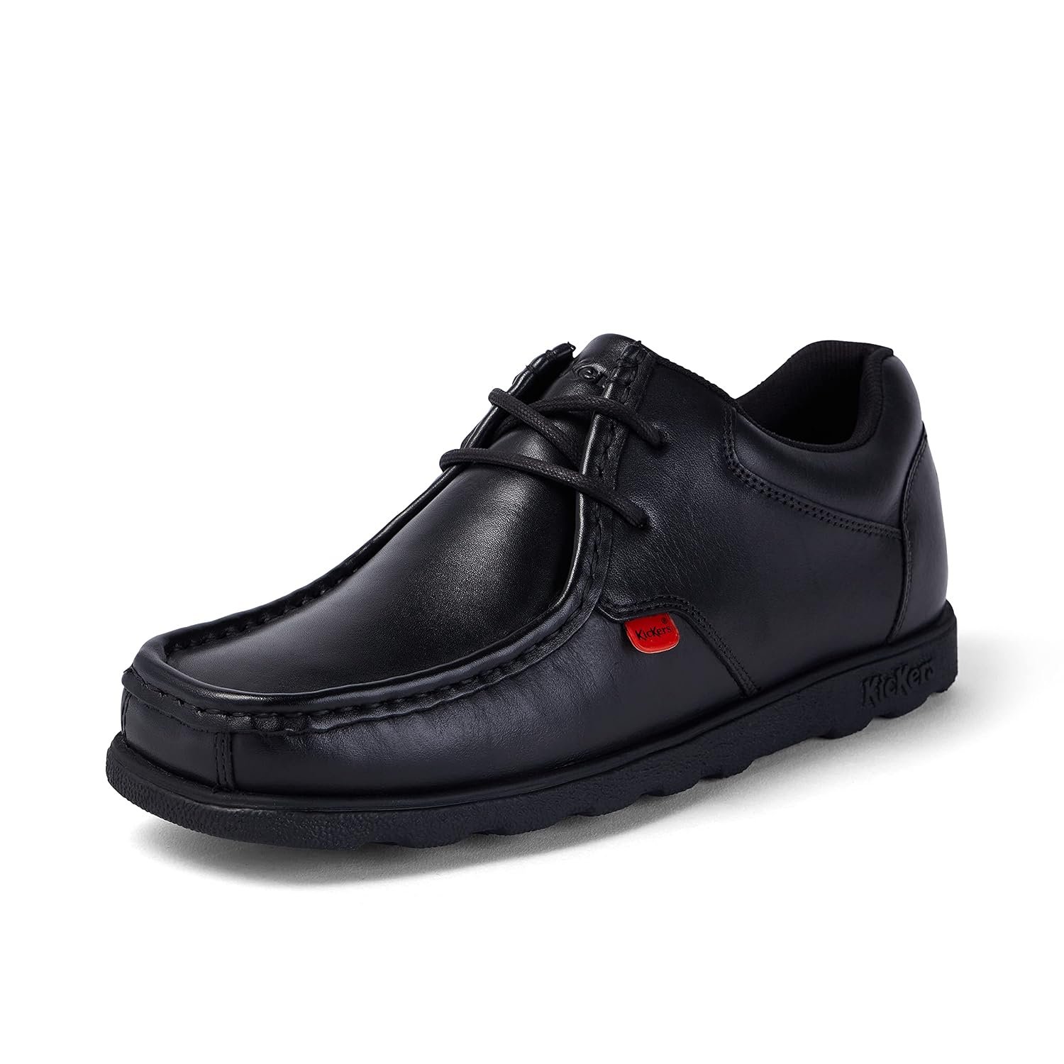 Kickers Men's Fragma Lace Up Moc Toe Comfortable Leather Shoes | Extra Comfortable | Added Durability | Premium Quality, Black, 6 UK