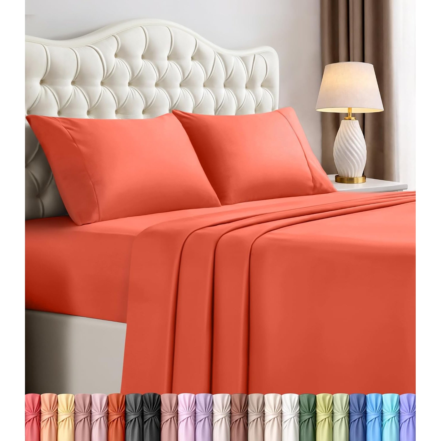 Utopia Bedding California King Size Sheet Set – 4 Piece Bed Sheets, Soft and Breathable Microfiber, Includes 1 Fitted Sheet, 1 Flat Sheet and 2 Pillowcases – Oeko Tex (Coral)