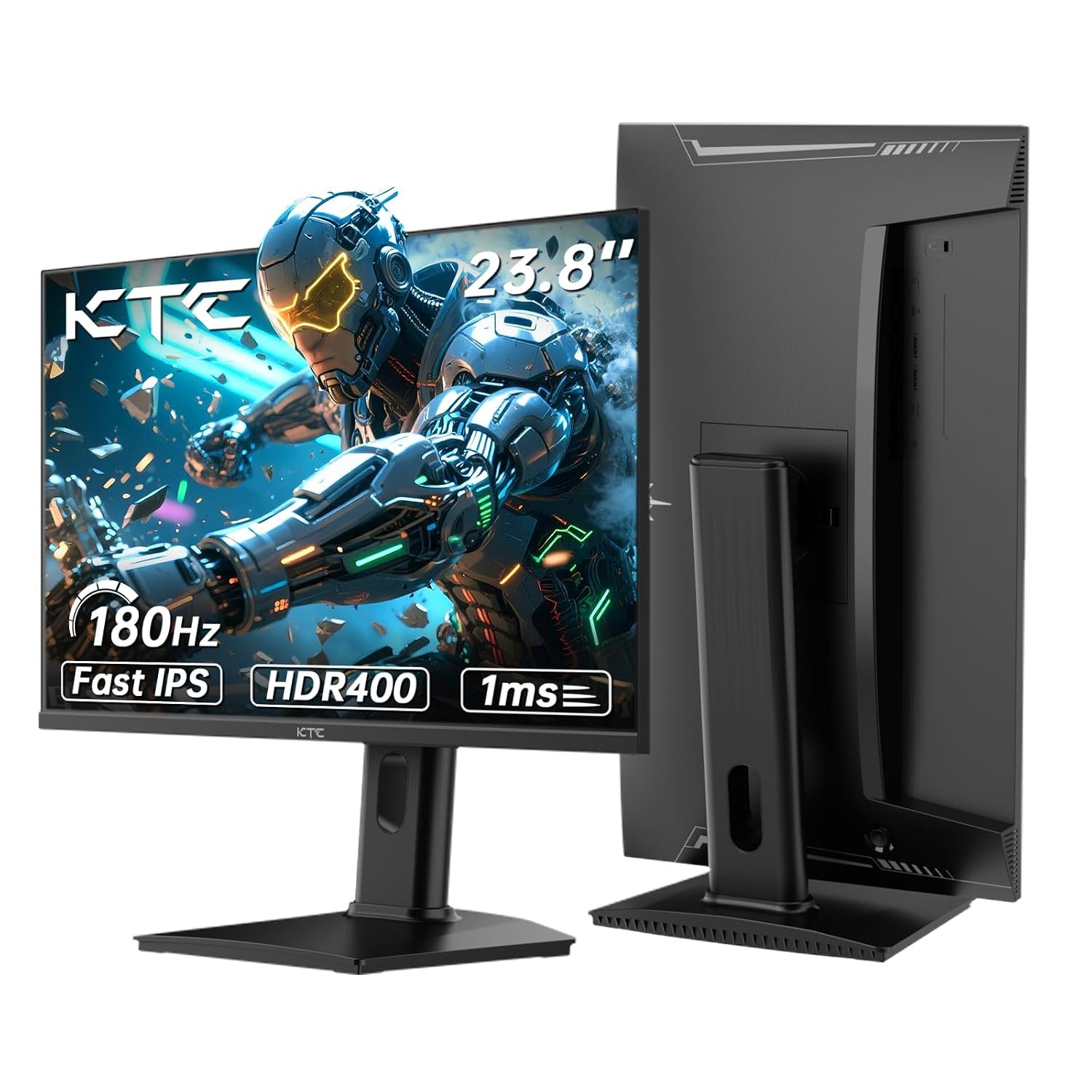 KTC 24 inch 1440p Gaming Monitor, QHD 180Hz Monitor with 185Hz Overlocked, 1ms, Fast IPS, Adaptive Sync, HDR400, Height Adjustable, Low Blue Light, Flicker-Free, 2 x HDMI, 1 x DP H24T7