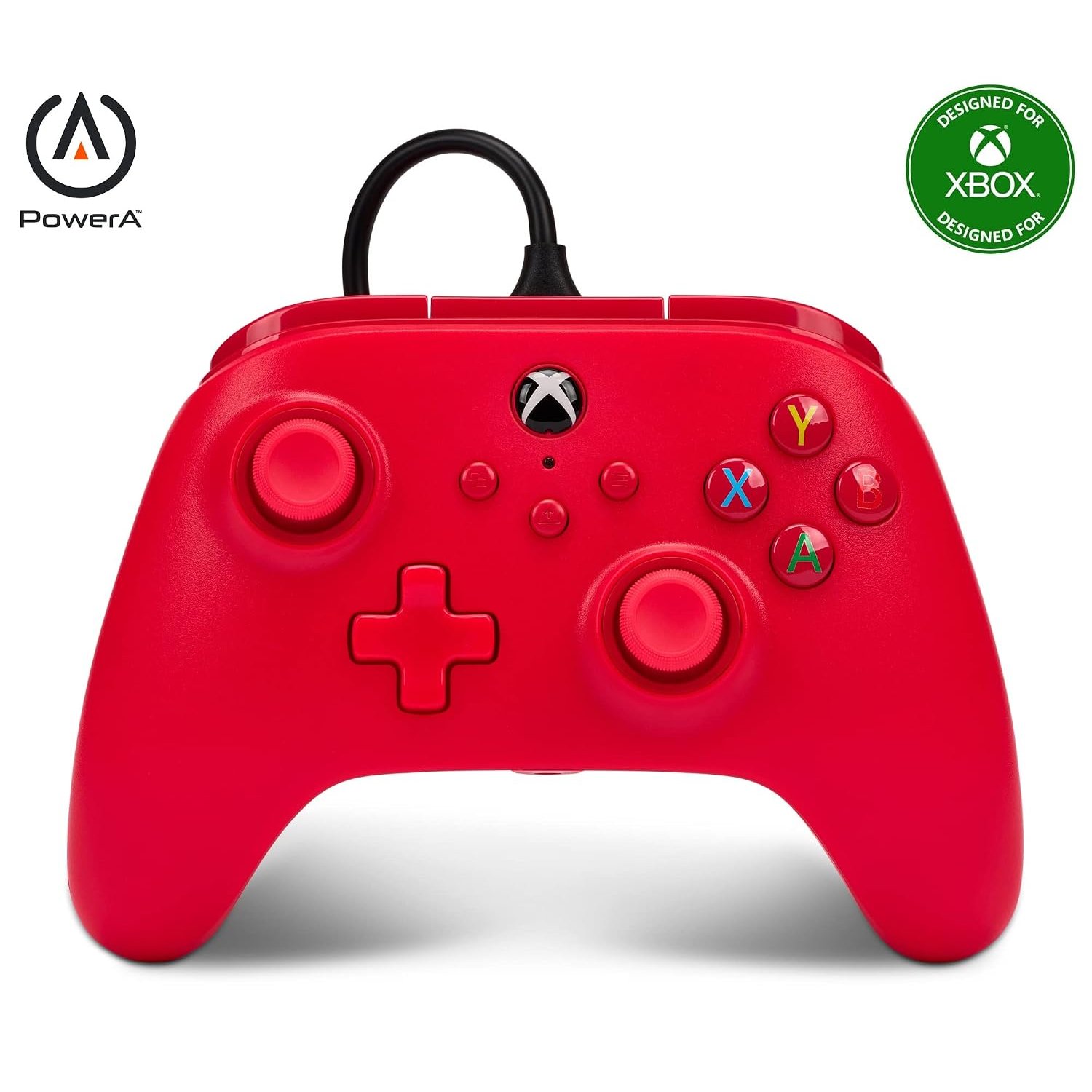PowerA Wired Controller For Xbox Series X & S, Xbox One, PC, Windows 10 & 11, Dual Rumble Motors, Detachable 10ft USB Cable, 3.5mm Stereo Headset Jack, Official: Red
