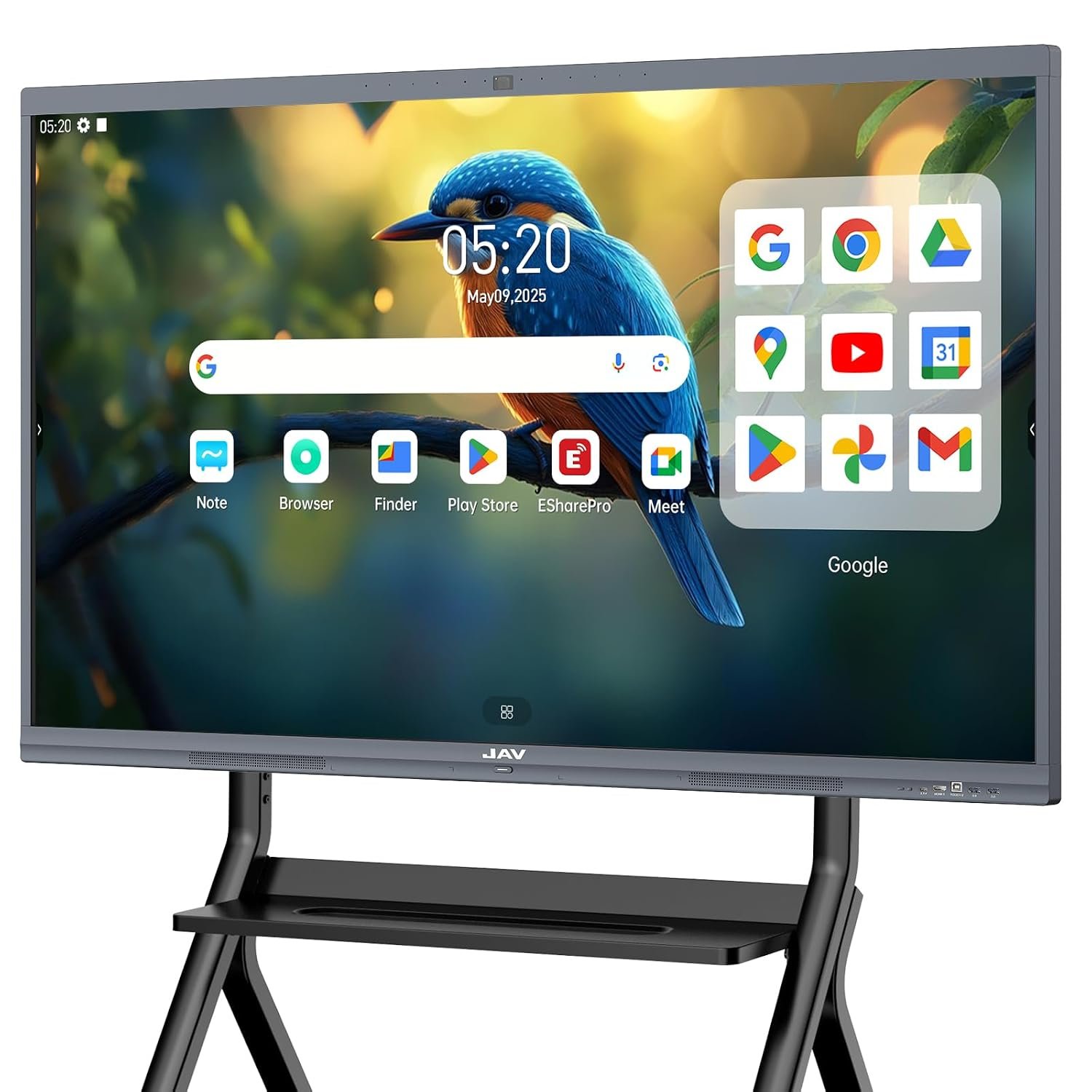 JAV Interactive Whiteboard 65 Inch Smart Board 4K UHD Touchscreen Android 14 with Google EDLA Certified Digital Whiteboard 8+128 GB Built-in 48MP AI Camera Dual System for Office Classroom Home
