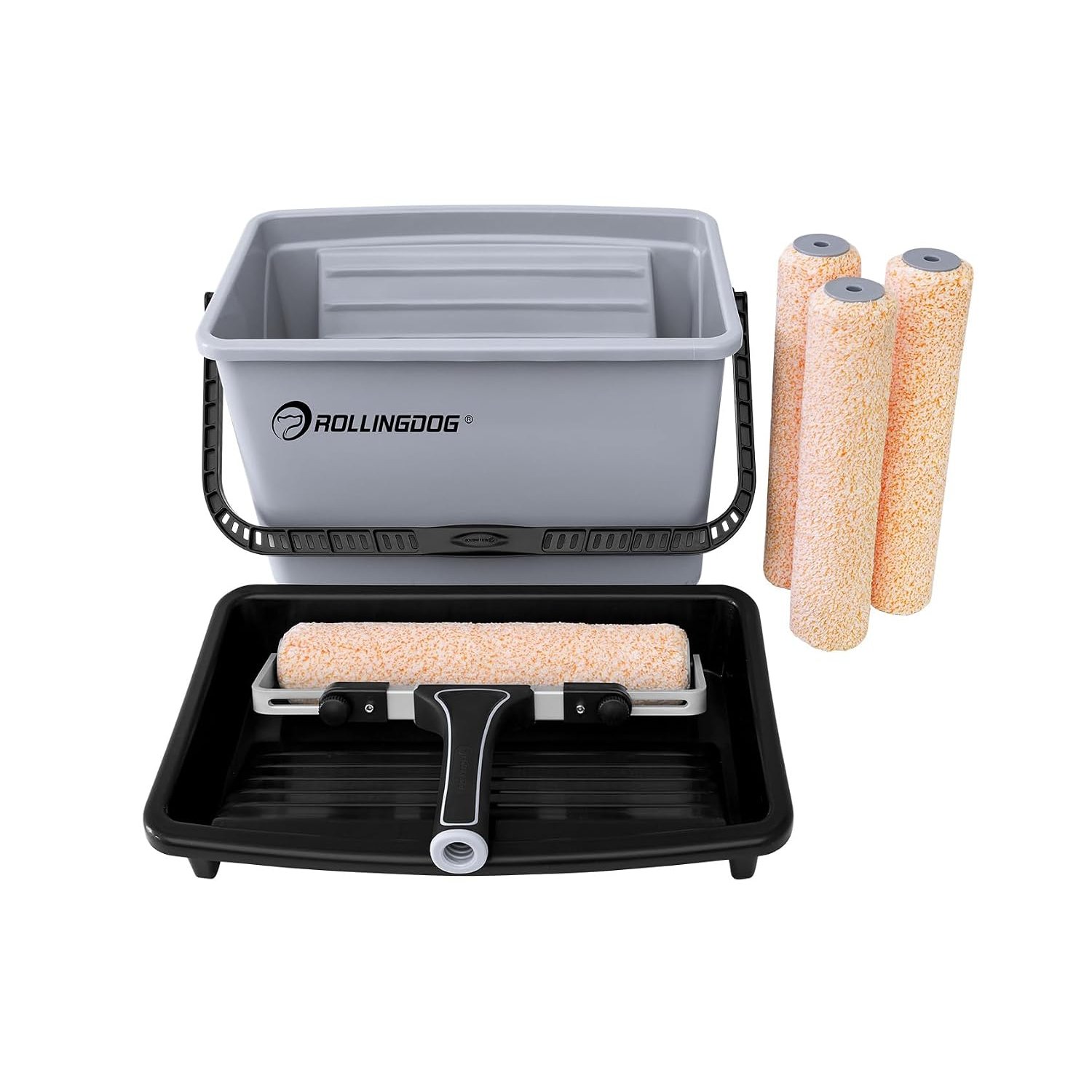 ROLLINGDOG 12 Inch Paint Roller Set - Complete Painting Kit for Home & Professional Use, Includes Adjustable Roller & Microfiber Covers, 7-Pack