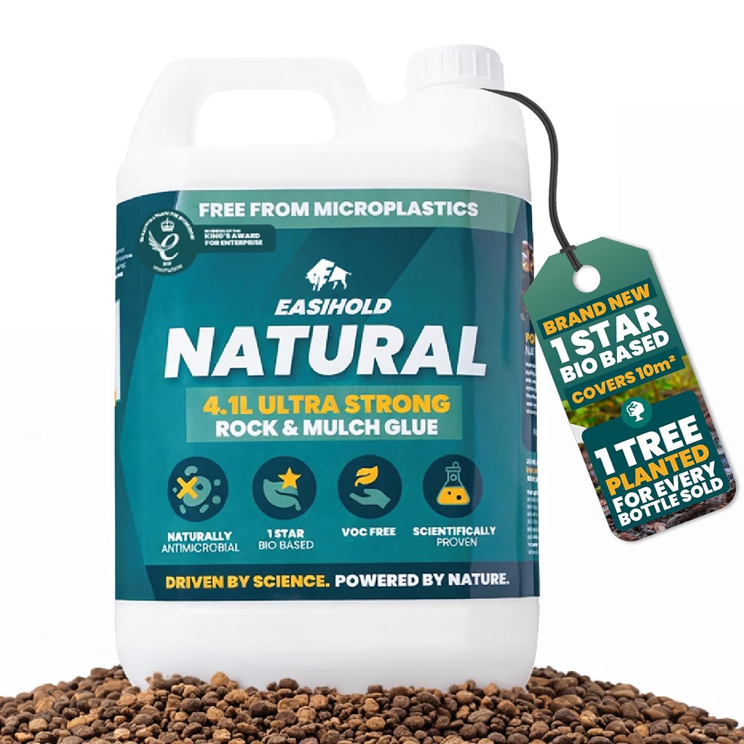 Vuba Easihold 4.1L Gravel Glue – Rock, Stone Adhesive & Mulch Binder, Natural Non-Toxic Ready-to-Use, Pea Gravel & Bark Stabiliser for Landscaping Paths, Patio Borders 10m² Coverage 3-Year Protection