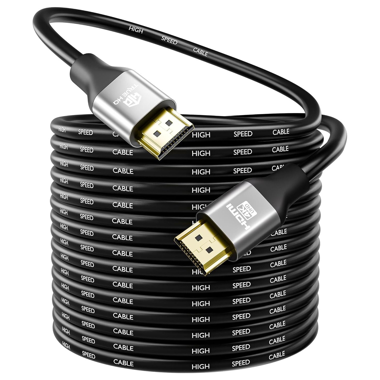 True HQ 4K HDMI Cable 20m, High Speed 18Gbps (HDMI 2.0), 4K@60Hz Ultra HD with HDR10, ARC, HDCP 2.2 and Ethernet – Long Lead for TV, Projector, Monitor, Laptop, PS5, Xbox