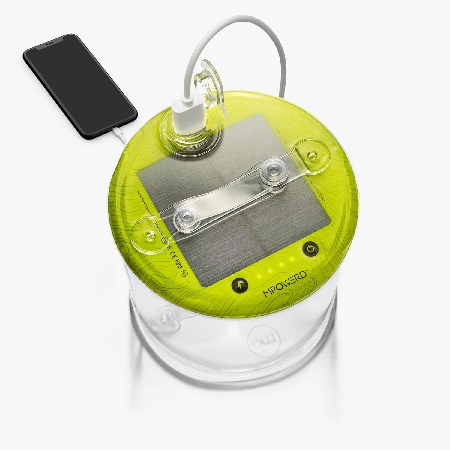 MPOWERD Luci Pro Outdoor 2.0: Inflatable Lantern Rechargeable via Solar and USB-C + Phone Charger, 150 Lumens LEDs + Clear Finish, Lasts Up to 48 hrs, Waterproof, Camping, Backpacking, Emergencies