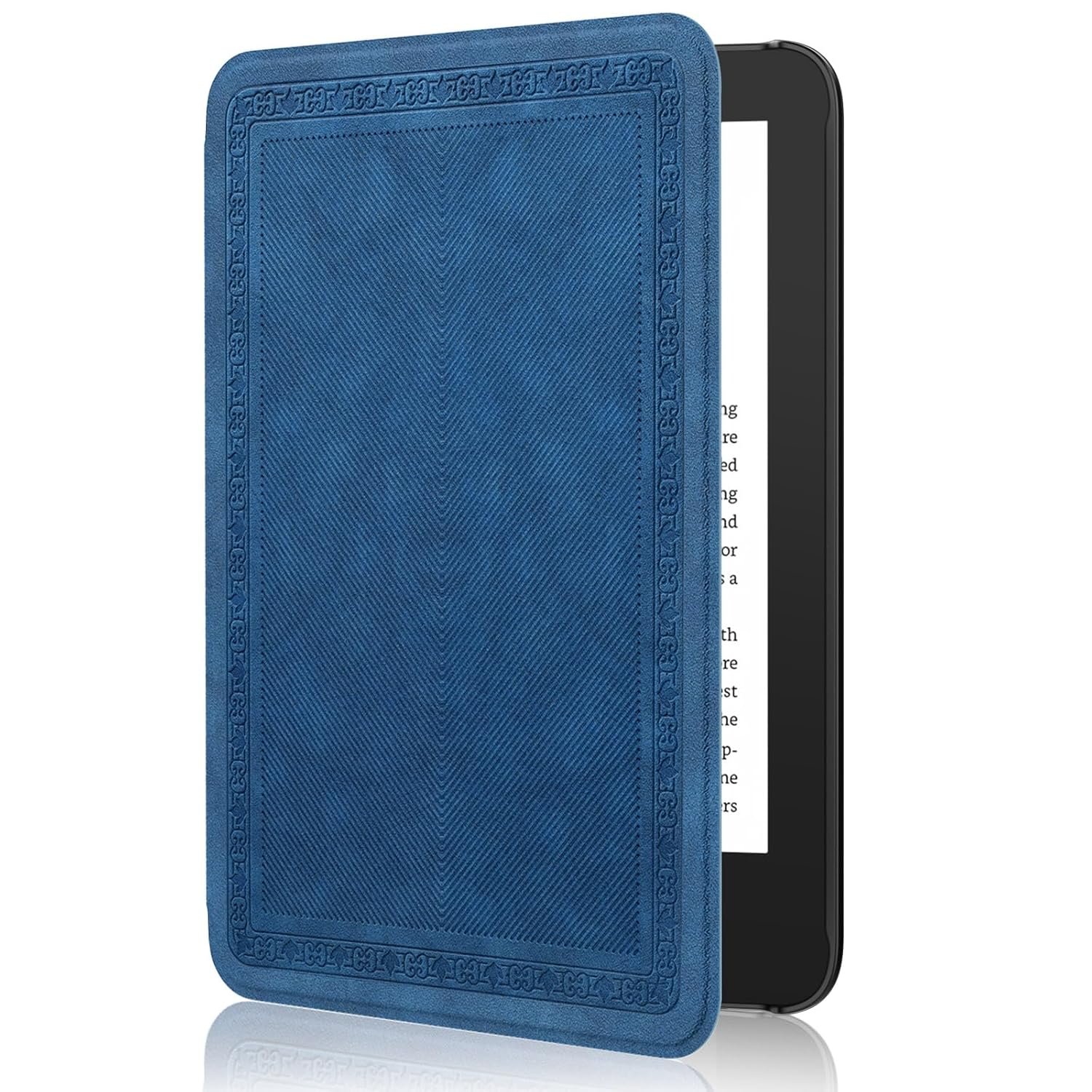 MoKo Case Fits 6" All-New Kindle (11th Generation-2024/2022 Release)& International Version, Lightweight Shell Cover with Auto Wake/Sleep for 11th Gen E-Reader, Blue Vintage Twill