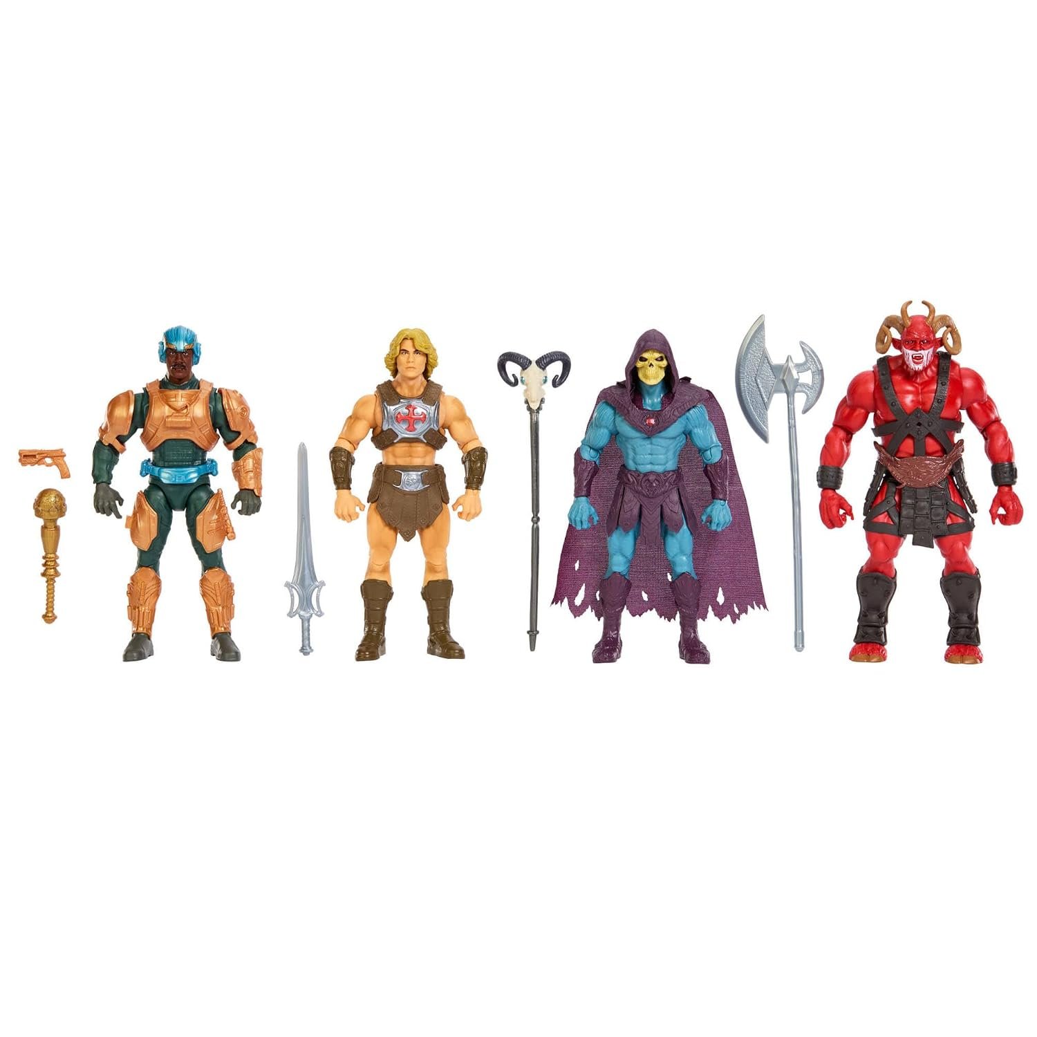 Masters of the Universe Action Figure Toy 4 Pack, 5.5 Inch 2026 Movie Accurate with 1 Exclusive, 14 Posable Joints, Galitzine Elba Björnsson, JKJ33