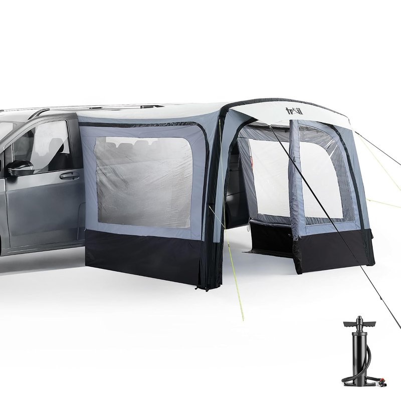 Trail Inflatable Awning for Campervans & Caravans, Air Sun Canopy with Removable Sides & Door, Waterproof 5000mm HH, UPF50+ UV Protection, Kador Strip & Throw Lines, Pump, Carry Bag, 300 x 220 x 210cm