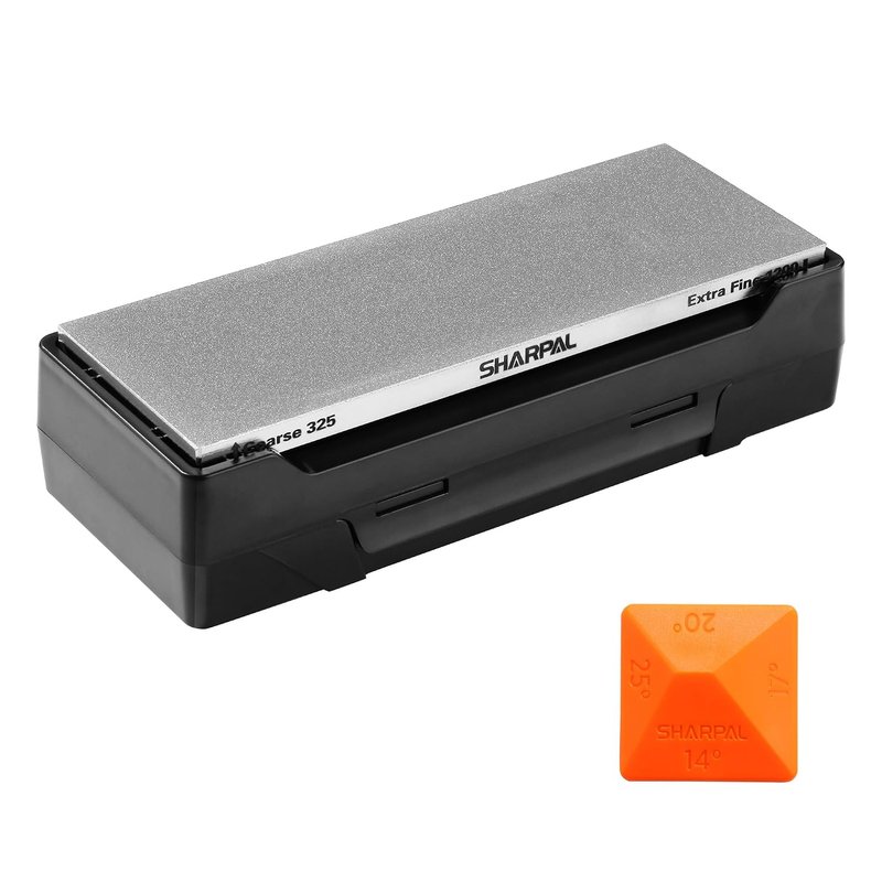 SHARPAL 162N Diamond Whetstone Knife Sharpener with Storage Base | 2 Side Grit Coarse 325 / Extra Fine 1200 | Diamond Sharpening Stone | Non-Slip Base & Angle Guide (203 x 76mm / 8 x 3 Inch)