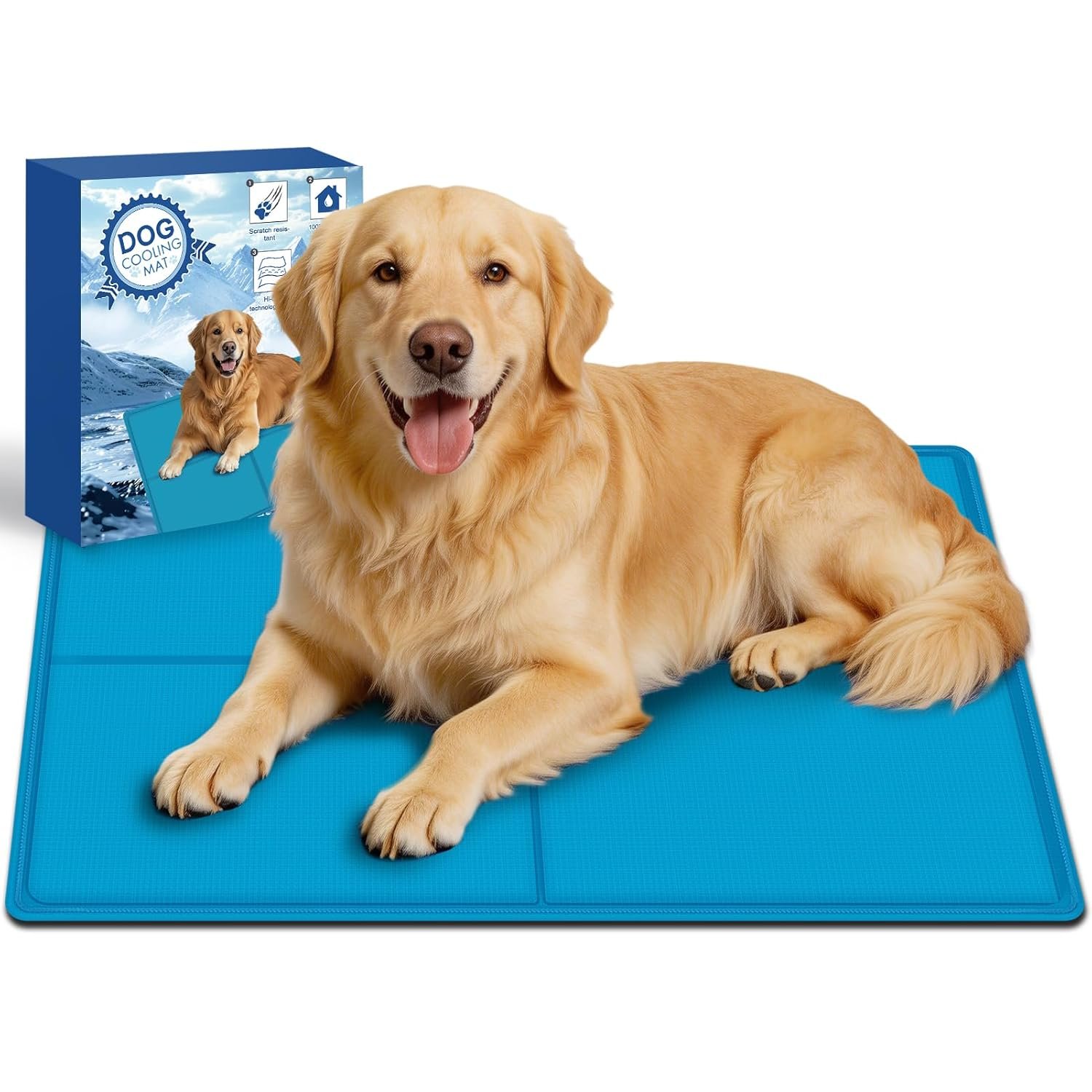 Bamda Dog Cooling Mat 120 x 75cm, GRS Certified- Upgrade Materials- Non-Toxic Gel, Self Cools mat for dogs, Fast Cooling Relief in Hot Summer, Cool Blanket Great for Keeping Pet Cool 【XL】