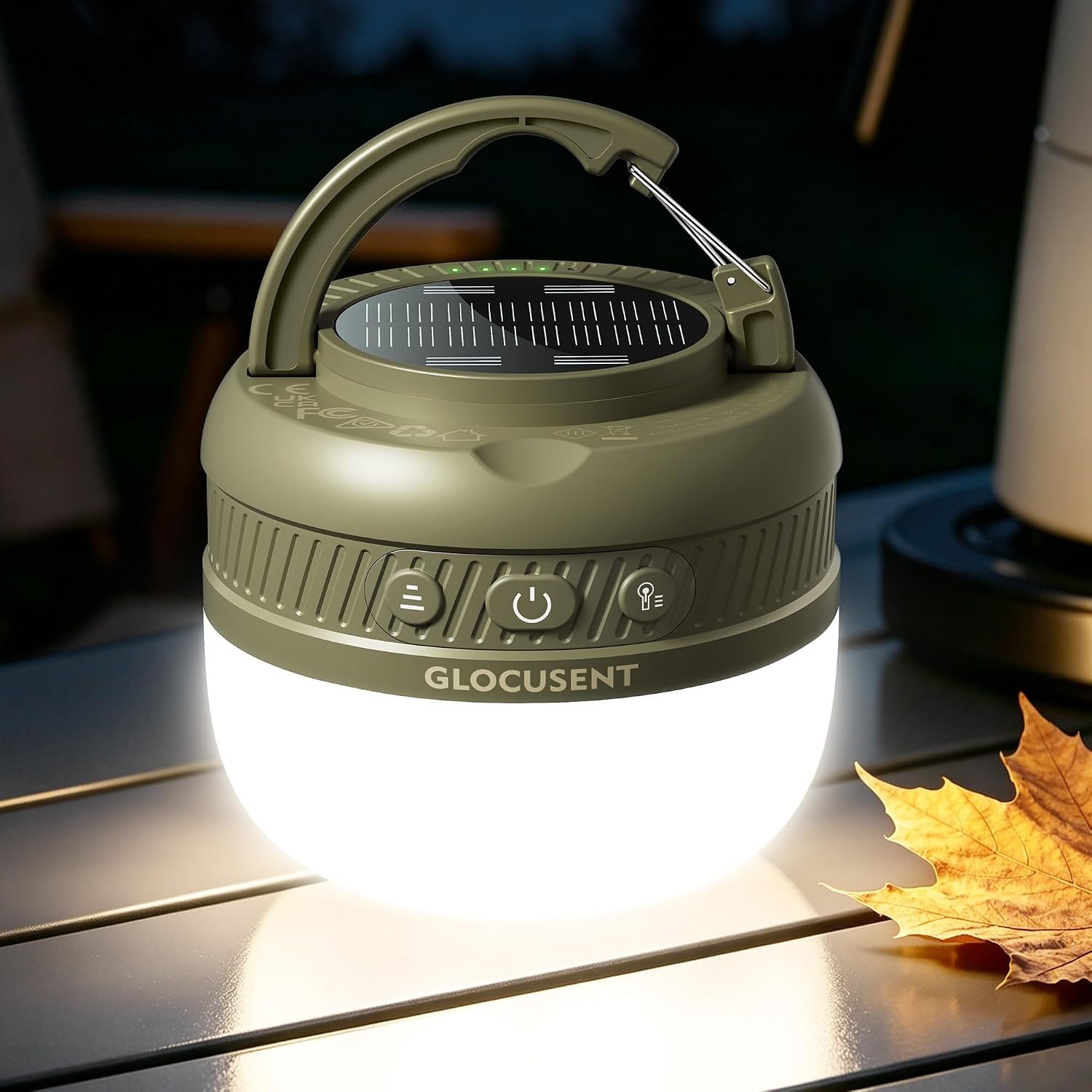 Glocusent Camping Light Rechargeable, 5000mAh 120H Runtime, Led Camping Lantern with 5 Brightness 3 Modes & SOS, IPX5 Waterproof, Pocket Lanterns for Camping, Emergency, Hiking, Fishing