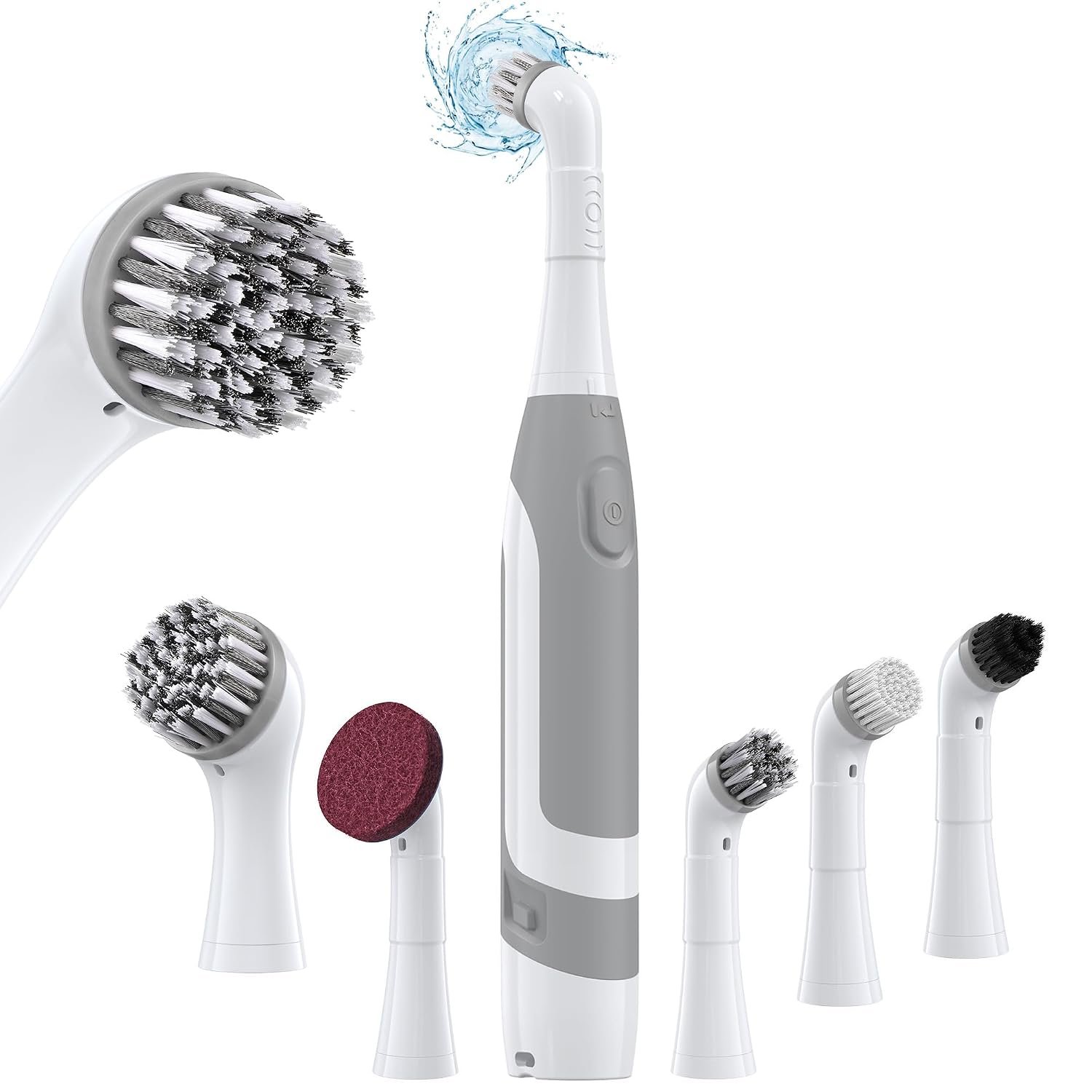 kHelfer Electric Cleaning Brush with Battery Power, KH6A Small Electric Grout Scrubber &5 Replacement Brush, Lightweight Waterproof Stainless Steel Wire Brush for Grout, Tile, Corner, Bathroom