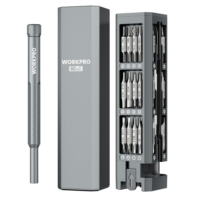WORKPRO 60 in 1 Precision Screwdriver Set, Magnetic Small Screwdriver Set with Case, Pocket Mini Screwdriver Sets with Extension Bar for Electronics, Glasses, Watch, Phone, Model, Laptop, PC, Camera