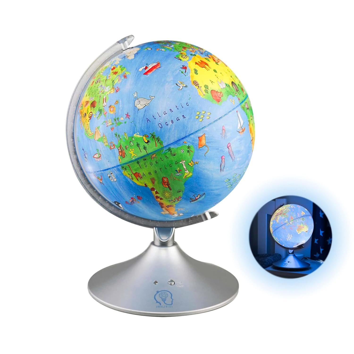 Night Light Globe Simplified Earth Globe for Kids App Based Smart Night Light Sphere Educational Toy Educational Gift Learning Geography & STEM Learning