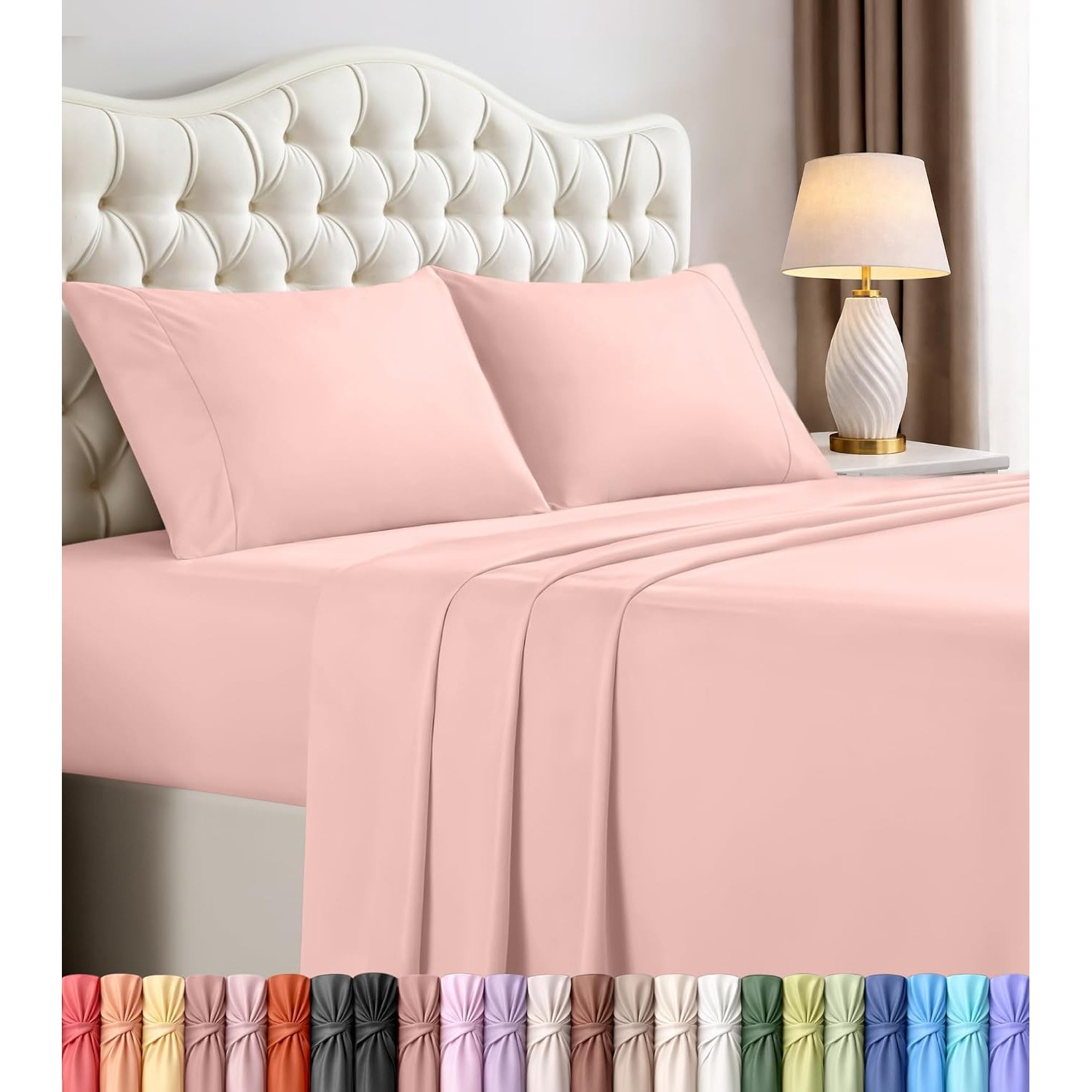 Utopia Bedding King Size Sheet Set – 4 Piece Bed Sheets, Soft and Breathable Microfiber, Includes 1 Fitted Sheet, 1 Flat Sheet and 2 Pillowcases – Oeko Tex (Tea Pink)