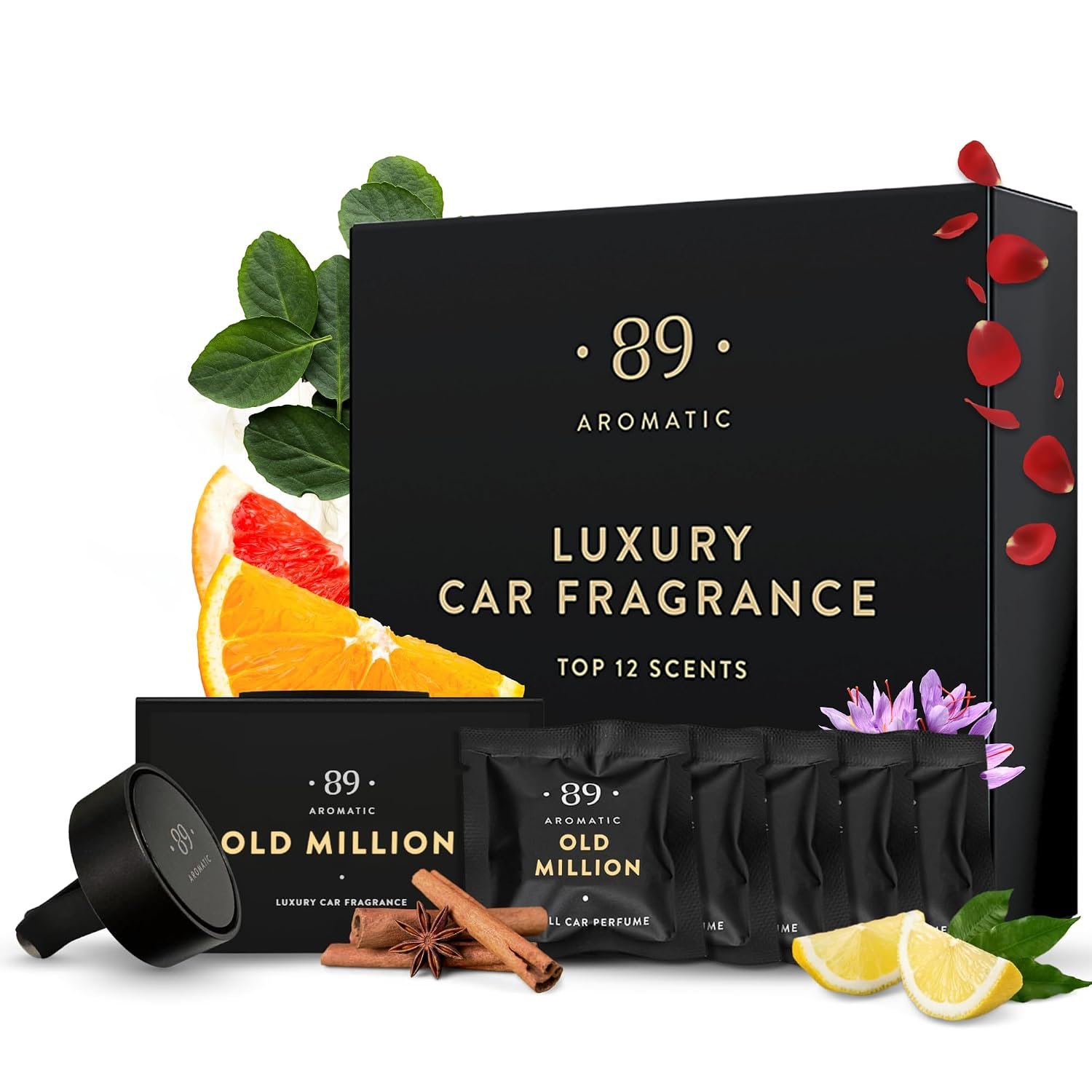 Aromatic •89• Car Air Fresheners Vent Clip Set - 12 Months of Luxury Fragrances, Interior Car Freshener for Men & Women, 12 Unique Perfume Scents, Automotive Odor Eliminator, Fragrance Gift Set