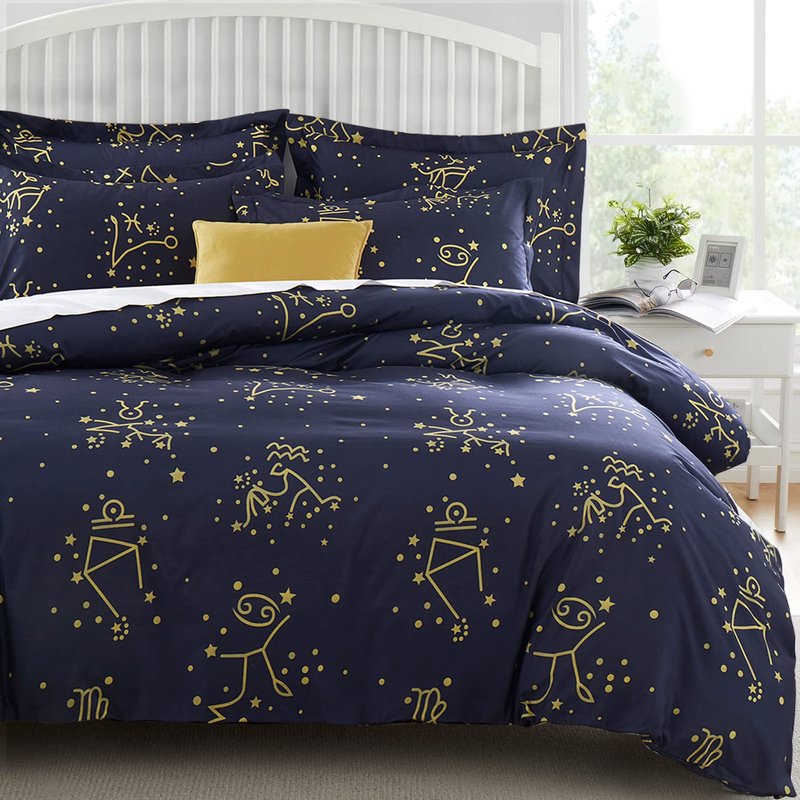 Imperial Rooms King Size Duvet Cover Sets Soft Printed Bedding Set Brushed Microfiber Duvet Covers with Pillowcases (Star Light 230x220 CM)