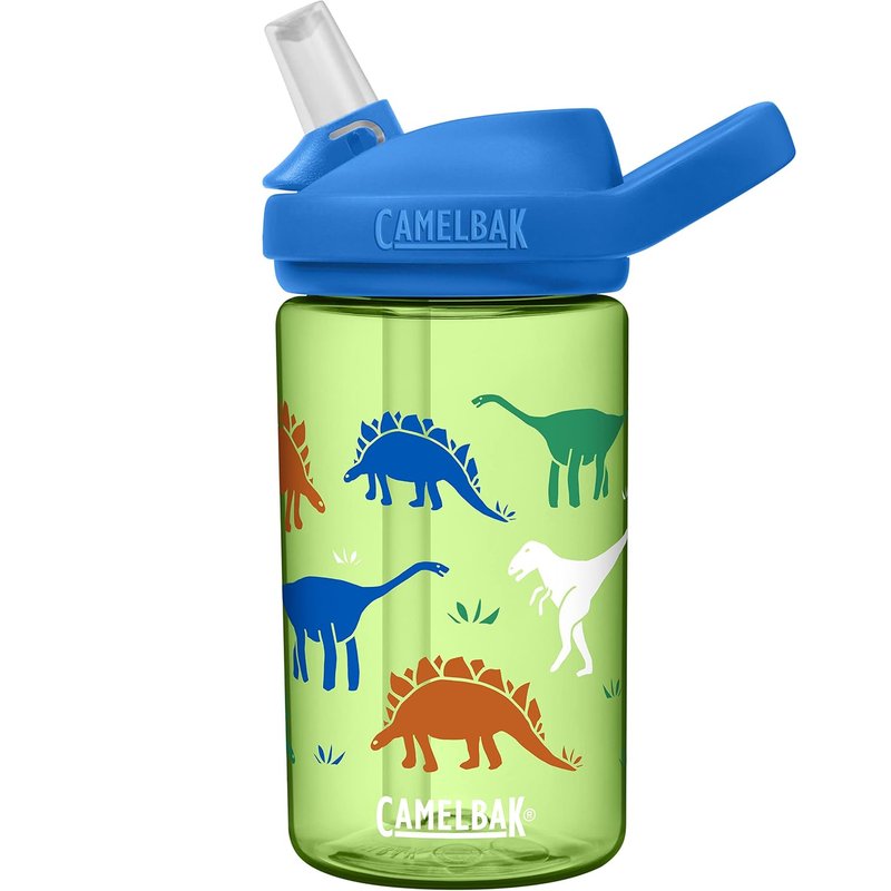 CamelBak eddy+ 14oz Kids Water Bottle with Tritan Renew – Straw Top, Leak-Proof When Closed, Dinorama