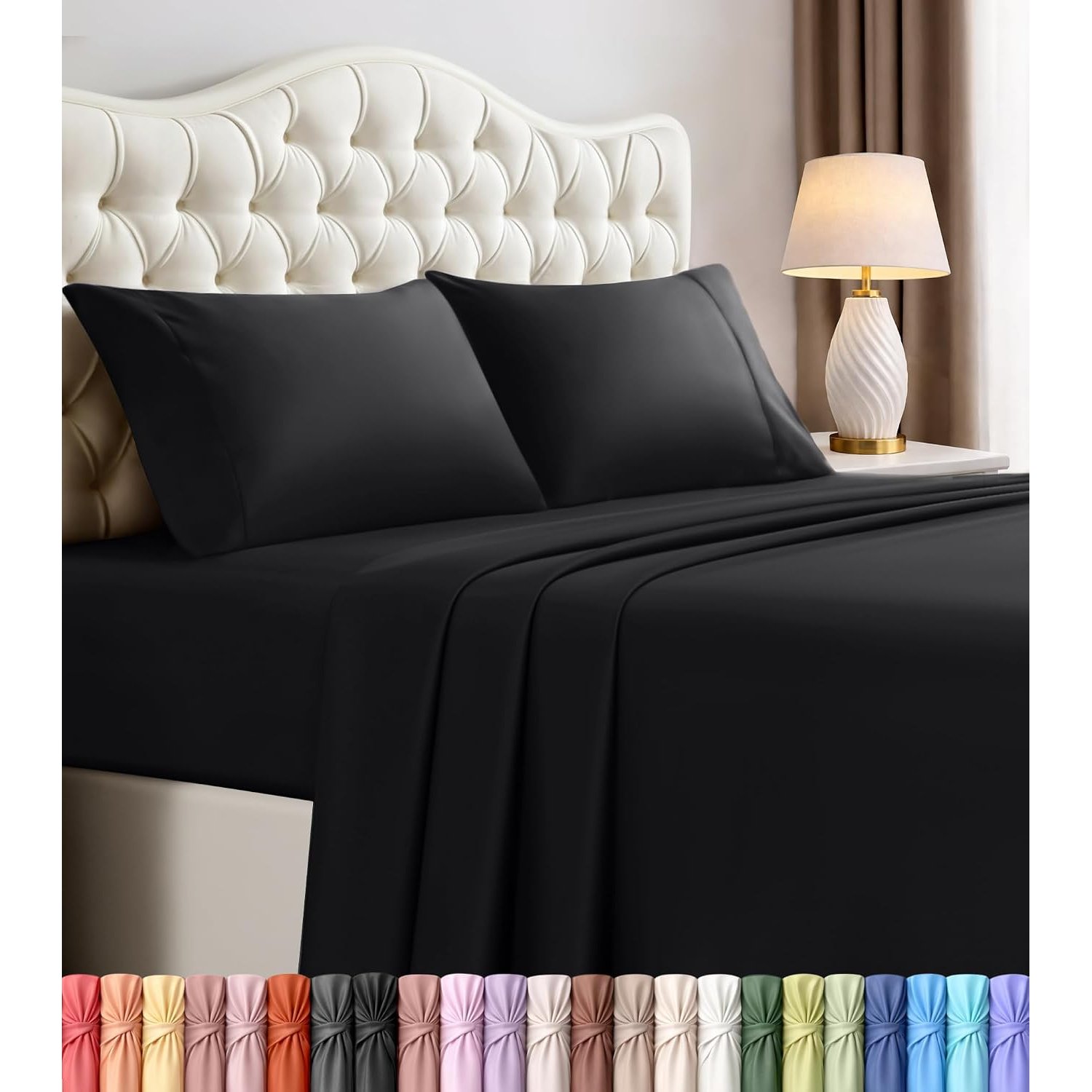 Utopia Bedding California King Sheets - 4 Piece Bedding - Brushed Microfiber - Shrinkage and Fade Resistant - Easy Care (Cal King, Black)