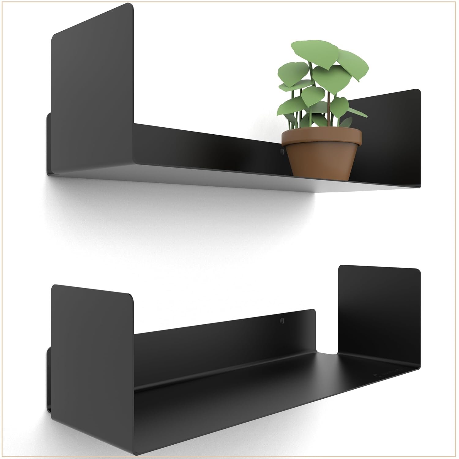 UNITURE® – 2 Pack Black Wall Bookshelves – Float… view 1