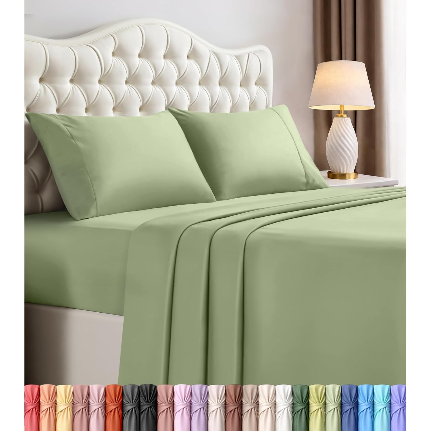 Utopia Bedding King Bed Sheets Set - 4 Piece Bedding - Brushed Microfiber - Shrinkage and Fade Resistant - Easy Care (King, Sage)