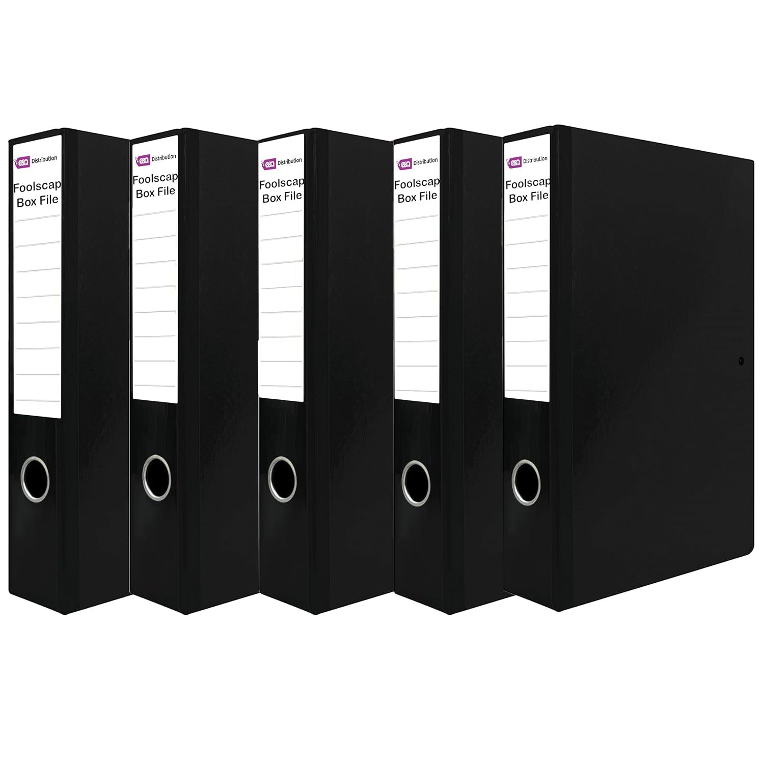 Box File Pack of 5 Locked Storage Box Black A4 File- 75mm deep Foolscap Folder Black Box Files for Office Stationery Document Box File Organiser Foolscap Size