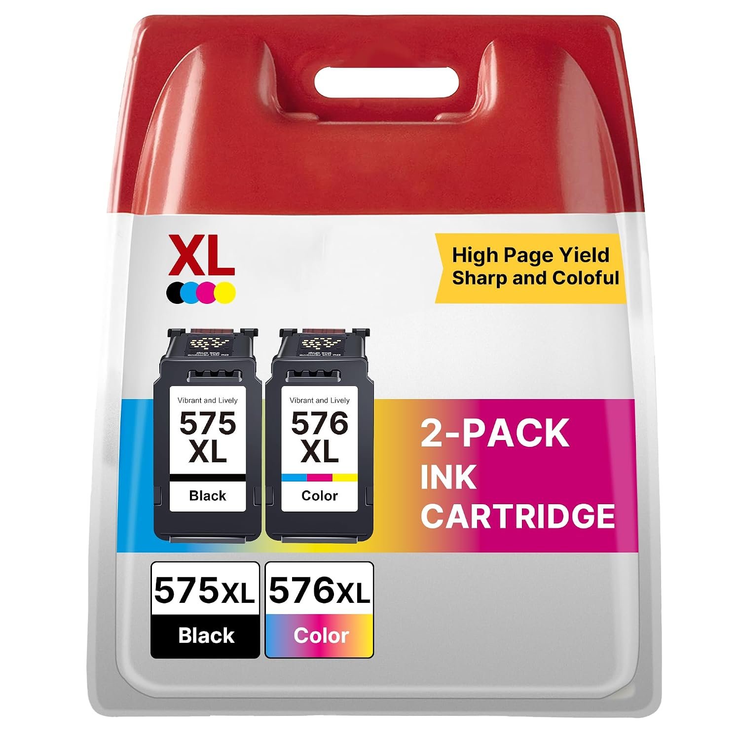 575XL Black 576XL Colour Replacement for Canon 575 and 576 Ink Cartridges PG-575XL CL-576XL Ink Cartridges for Canon PIXMA TS3550i TS3750i TS3551i TS3751i TR4750i TR4751i TR4755i TR4756i(2-Pack)