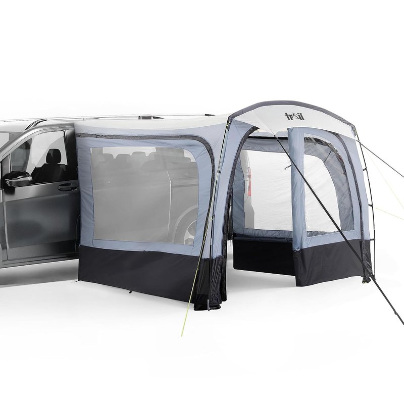 Trail Awning for Campervans & Caravans, Poled Sun Canopy with Removable Sides & Door, Waterproof 5000mm HH, UPF50+ UV Protection, Kador Strip & Throw-Over Lines, Carry Bag, 300 x 220 x 210cm