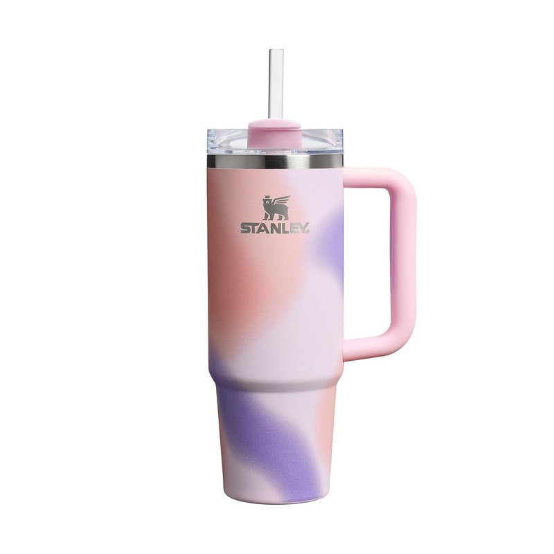 STANLEY 1913 Quencher H2.0 Flowstate Tumbler 0.89L - Cold for 9 Hours - Iced for 40 Hours - Water Bottle with Straw, Handle and Lid - Dishwasher Safe - Travel Mug for Cold Drinks - Rose Petal Motion