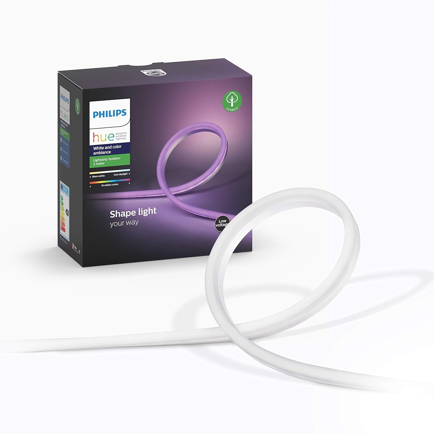 Philips Hue White and Colour Ambience Outdoor Lightstrip 2M, Smart LED Lights, Requires a Hue Bridge (Sold Separately), Smart Lighting works with Alexa, Google Assistant and Apple HomeKit