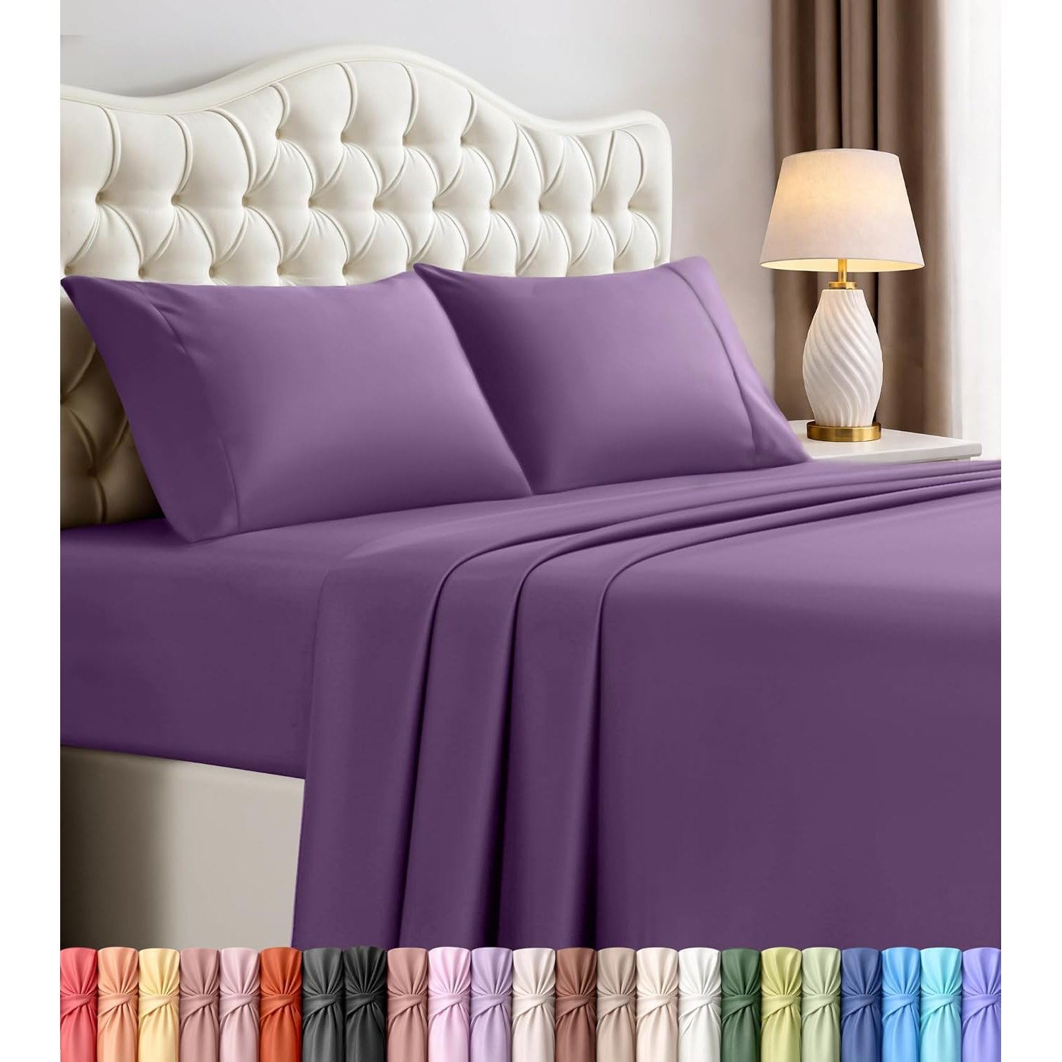 Utopia Bedding California King Size Sheet Set – 4 Piece Bed Sheets, Soft and Breathable Microfiber, Includes 1 Fitted Sheet, 1 Flat Sheet and 2 Pillowcases – Oeko Tex (Eggplant)