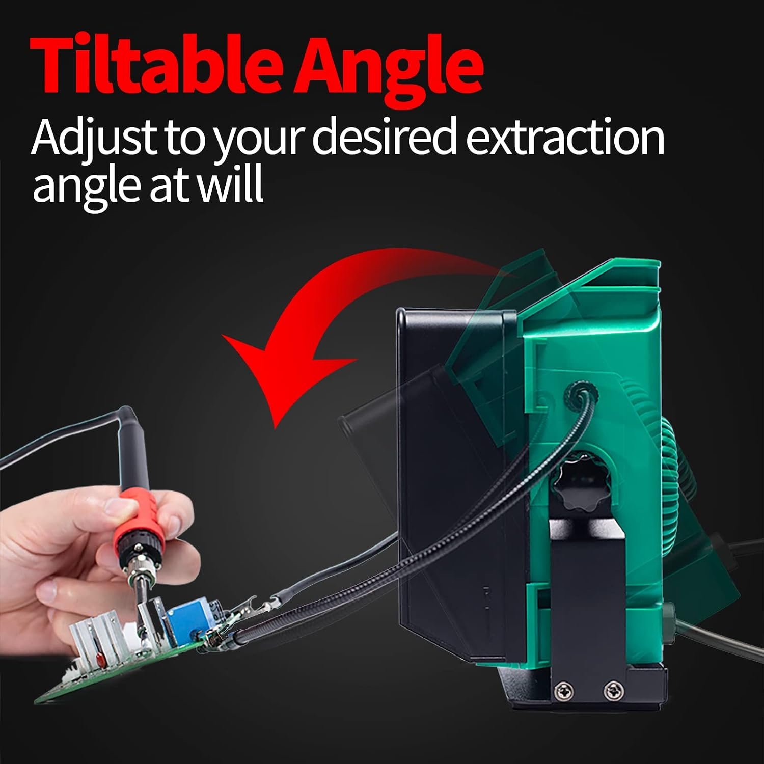 YIHUA 948DQ-I Solder Fume Extractor Fan Solder Smoke Absorber Remover Tiltable Angle with Helping Hands 6 Extra Fan Filters for Soldering Wood Burning and More(UK Plug)