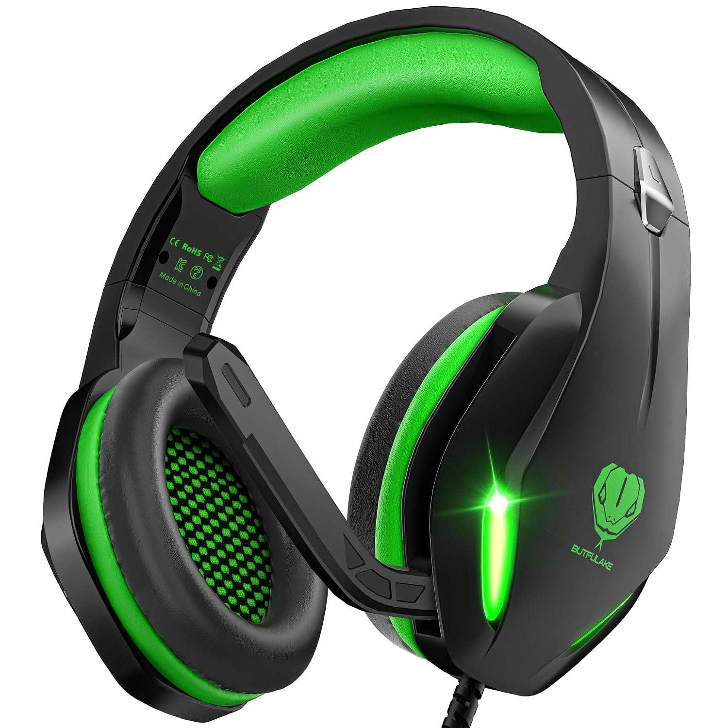 Stynice Gaming Headset with Microphone for Xbox PS5 PS4 PC - 3.5mm Jack Wired Headphones with Noise Cancelling Mic & LED - 50mm Audio Drivers & Soft Earpads