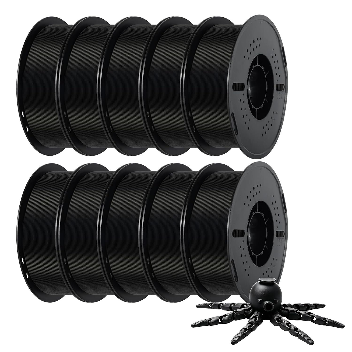 Kingroon PLA Filament Bundle 1.75mm for 3D Printer, 10KG Multicolor 3D Filament Dimensional Accuracy +/- 0.03 mm,3D Printer Filament PLA with with 10 Roll Black