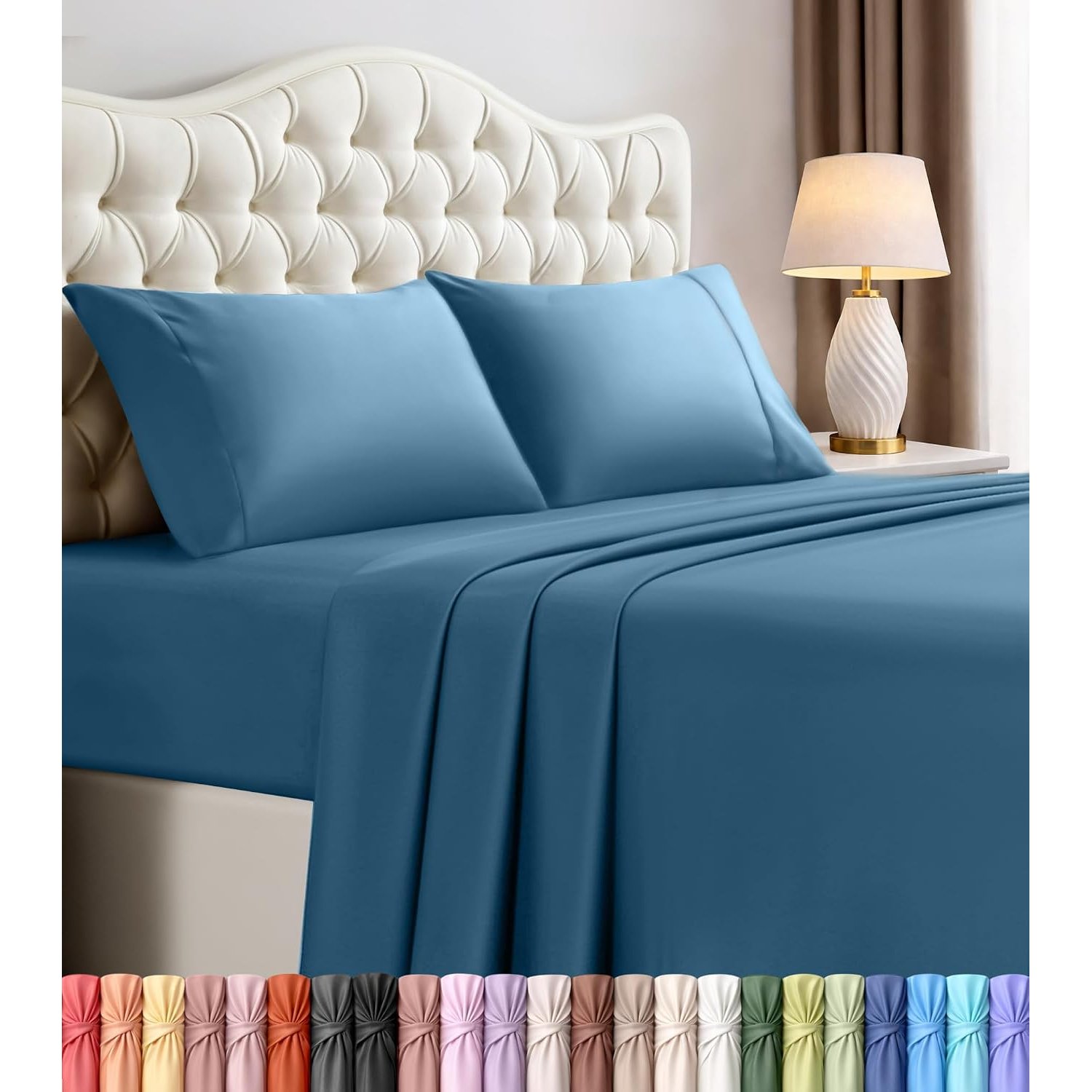 Utopia Bedding King Sheets - 4 Piece Bedding - Brushed Microfiber - Shrinkage and Fade Resistant - Easy Care (King, Dusk Blue)